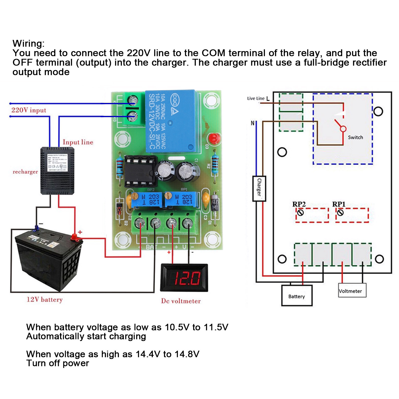 Description Picture 5 of itemBattery Charging Control Module with Stable Structure 12V Power Supply Board Overcharge Prevention Panel Electronic Component