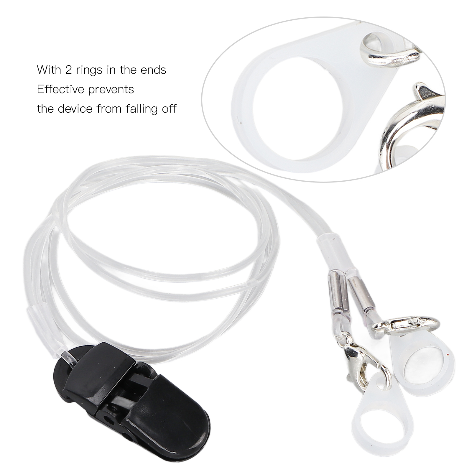 Description Picture 5 of itemHearing Aids Clip Holder Transparent 2 Rings Anti-Lost Lanyard Safety Behind The Ear Hearing Aids Accessory for Children Adult