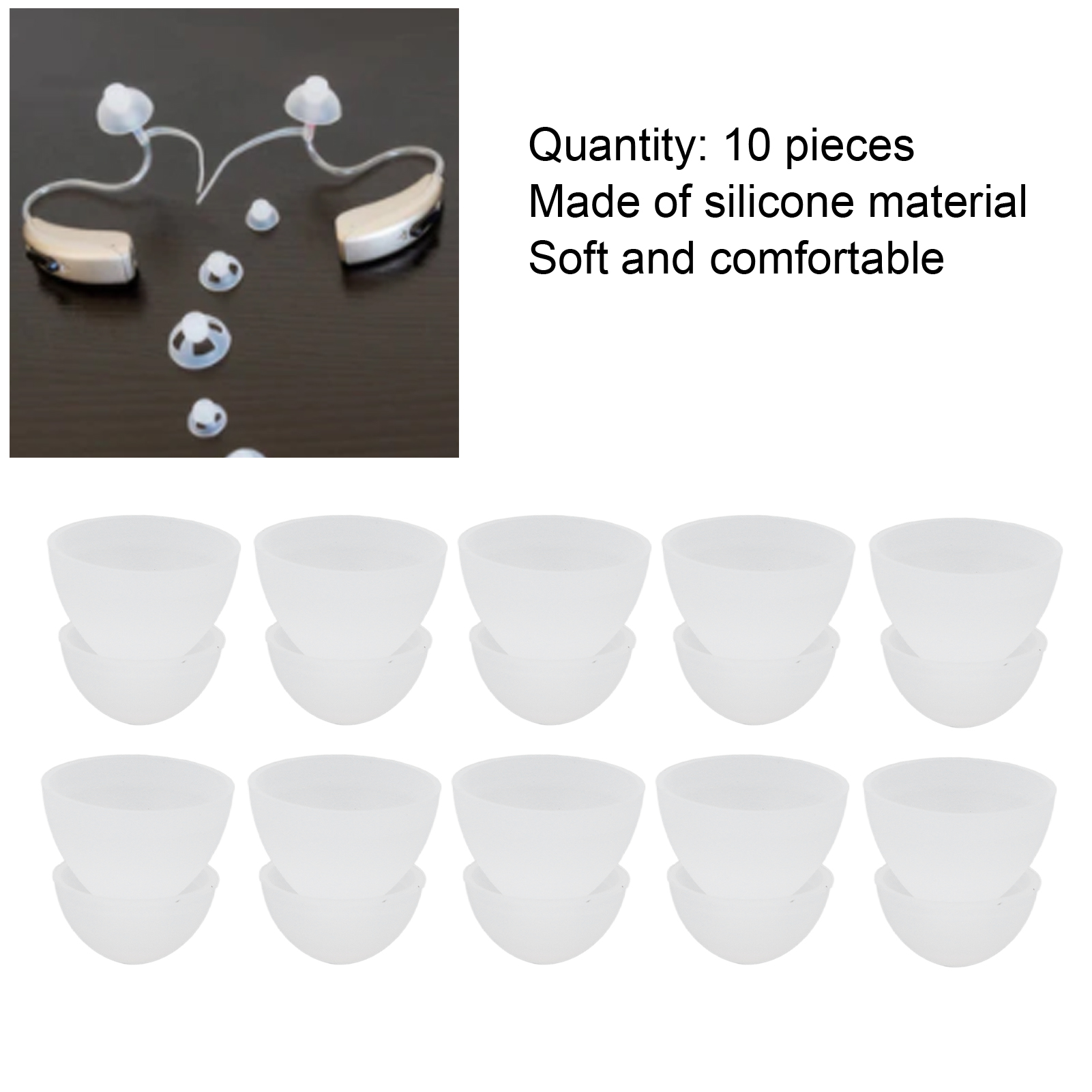 Description Picture 3 of itemClosed Fit Hearing Aids Domes Silicone Double Layer Anti Static Eartips Replacement Hearing Aid Accessories 10Pcs 8/10/12mm
