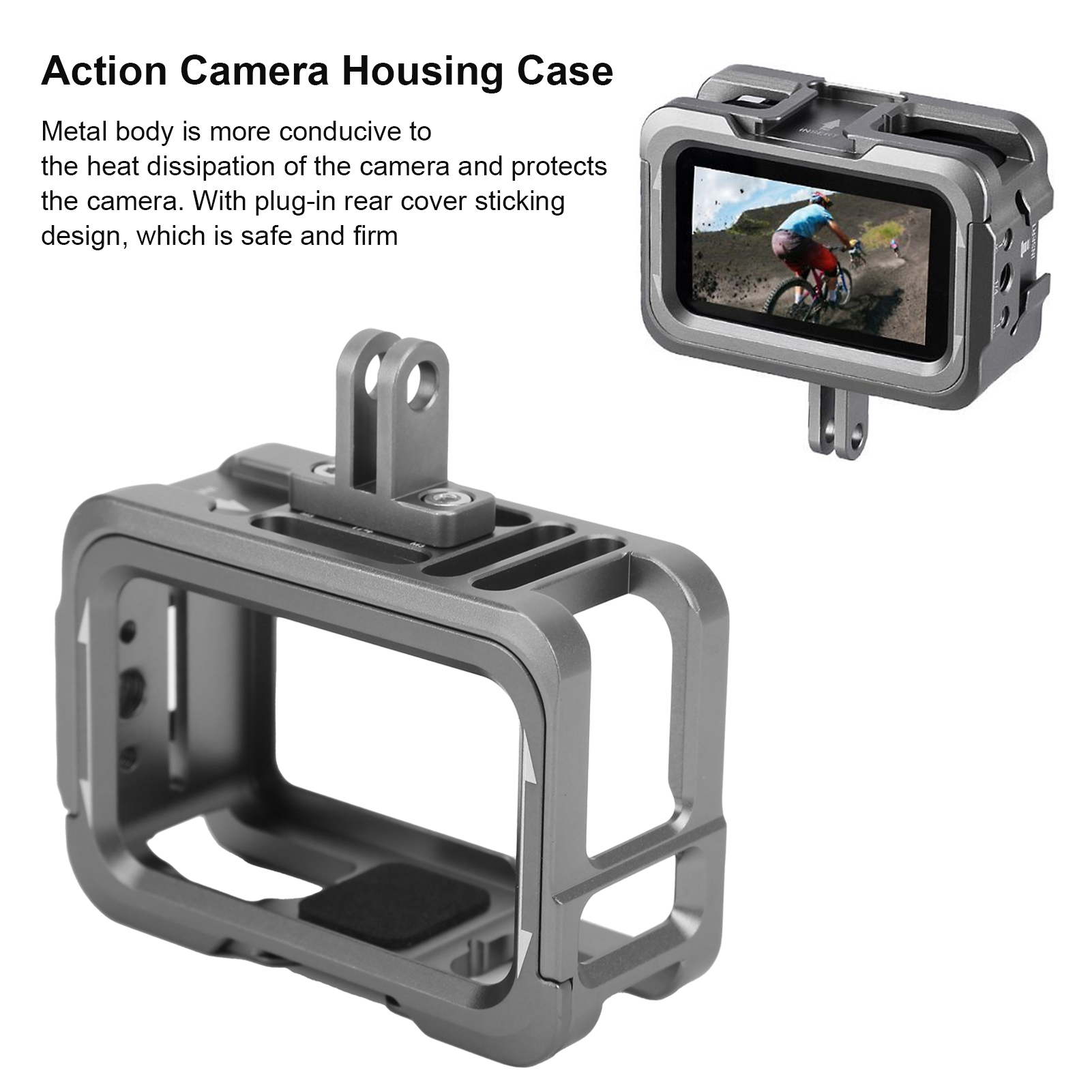 Description Picture 4 of itemAluminium Alloy Vlog Cage for DJI OSMO Action 1 Camera Video Cage Protective Frame Housing Shell Case with Dual Cold Shoe Mounts