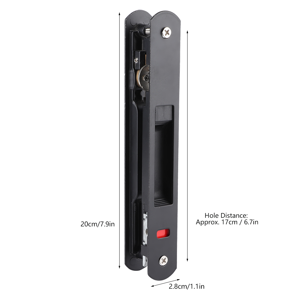 Description Picture 3 of itemSliding Door Window Hook Lock Modern Mobile Glass Door Single Double Sided Lock Catch 20x2.8cm Home Security Concealed