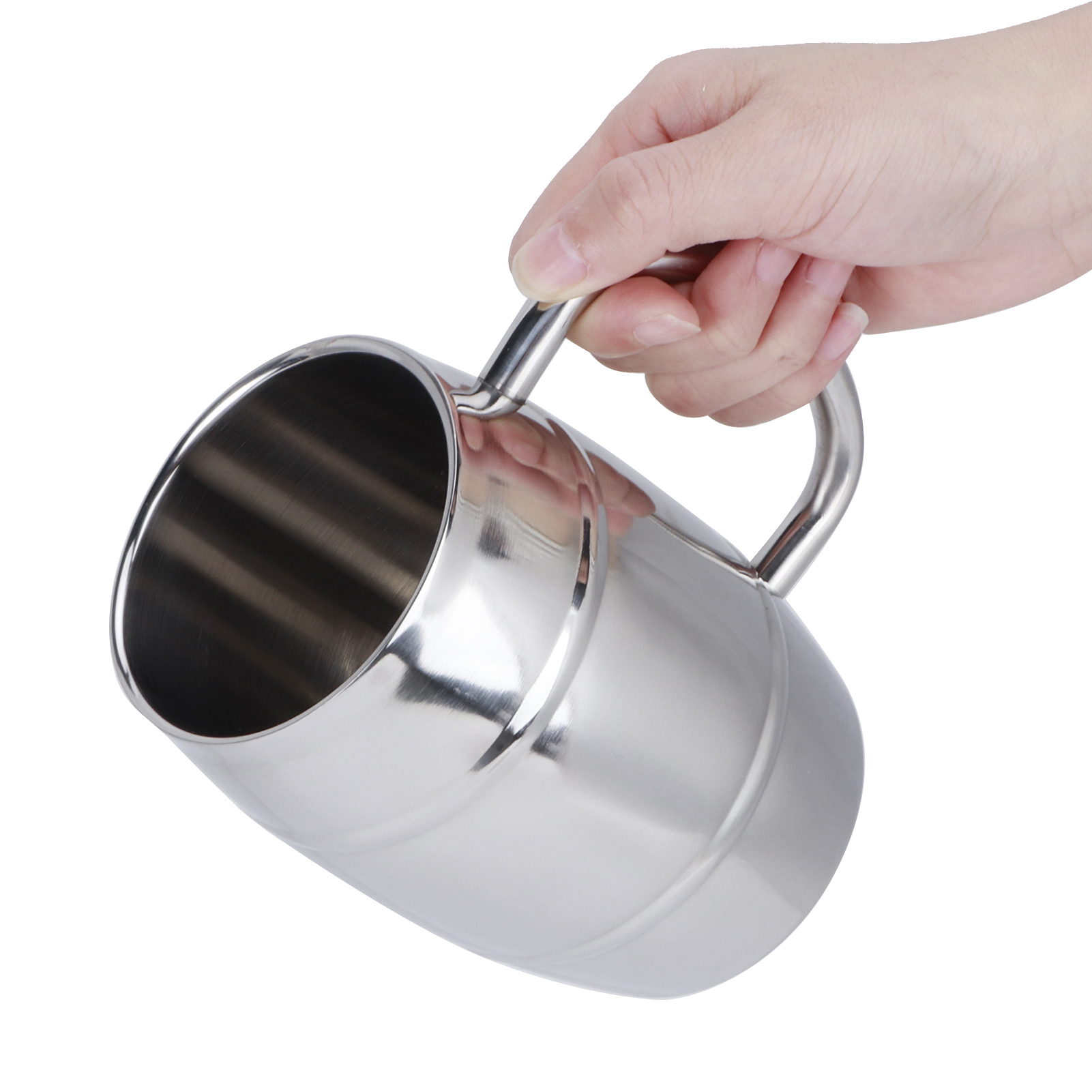 Description Picture 4 of item470ml Beer Mug 304 Stainless Steel Double Layer Water Cupwith Handle Drinkware for Outdoor Camping Tea Coffee Cup