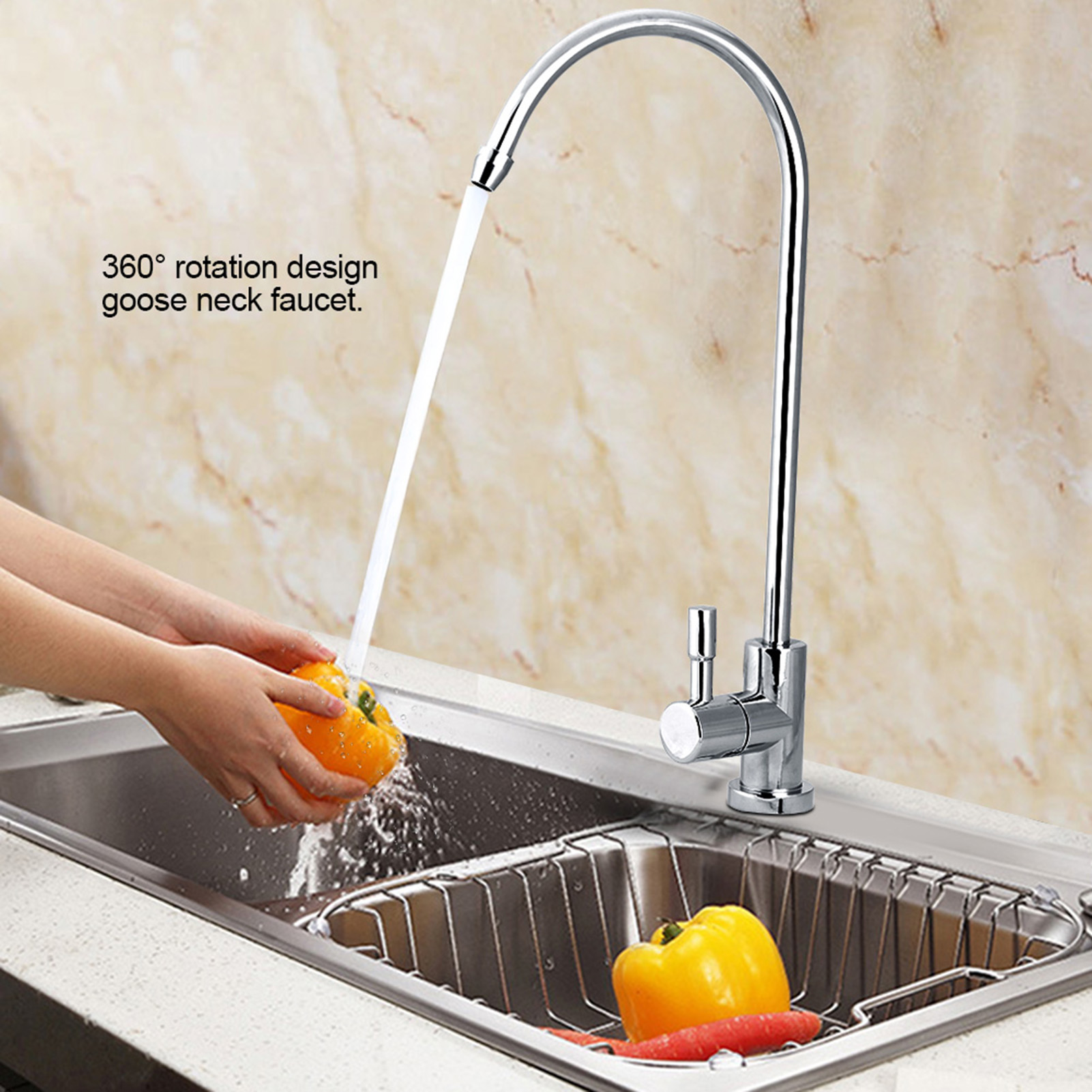 Description Picture 3 of item1/4'' Kitchen Sink Faucet Tap Chrome Reverse Osmosis RO Drinking Water Filter Zinc Alloy With Bag Of Accessories Package