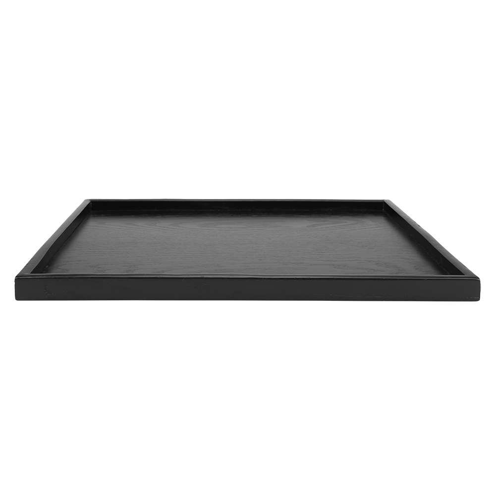 Bandeja De Madera Negra 40x30 Cm | Rectangular Para Servir Té, Postres O Decoración | Borde Elevado Antiderrames