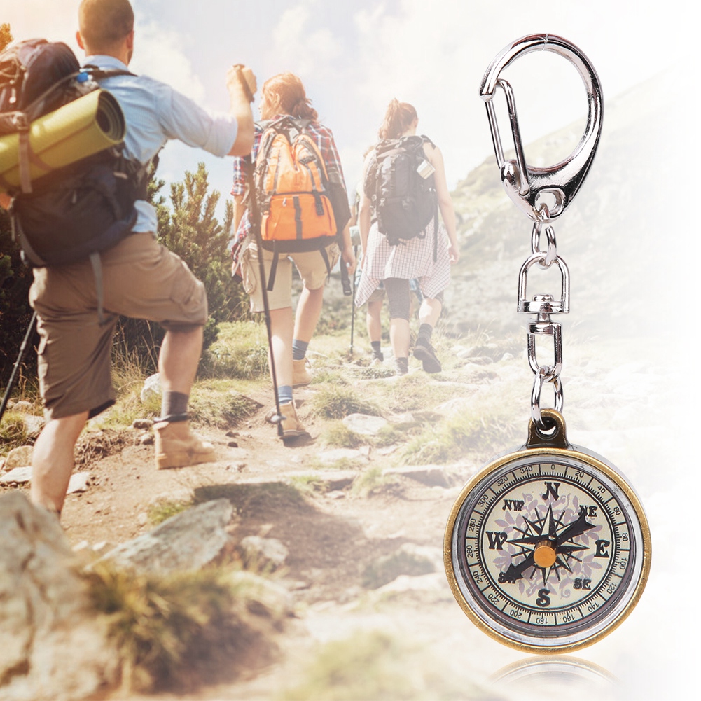 Description Picture 4 of item2PCS Mini Compass Vintage Portable Zinc Alloy Compact Pocket Compass Keychain for Outdoor Navigation Tools 3.5x3.5x1.5cm Camping
