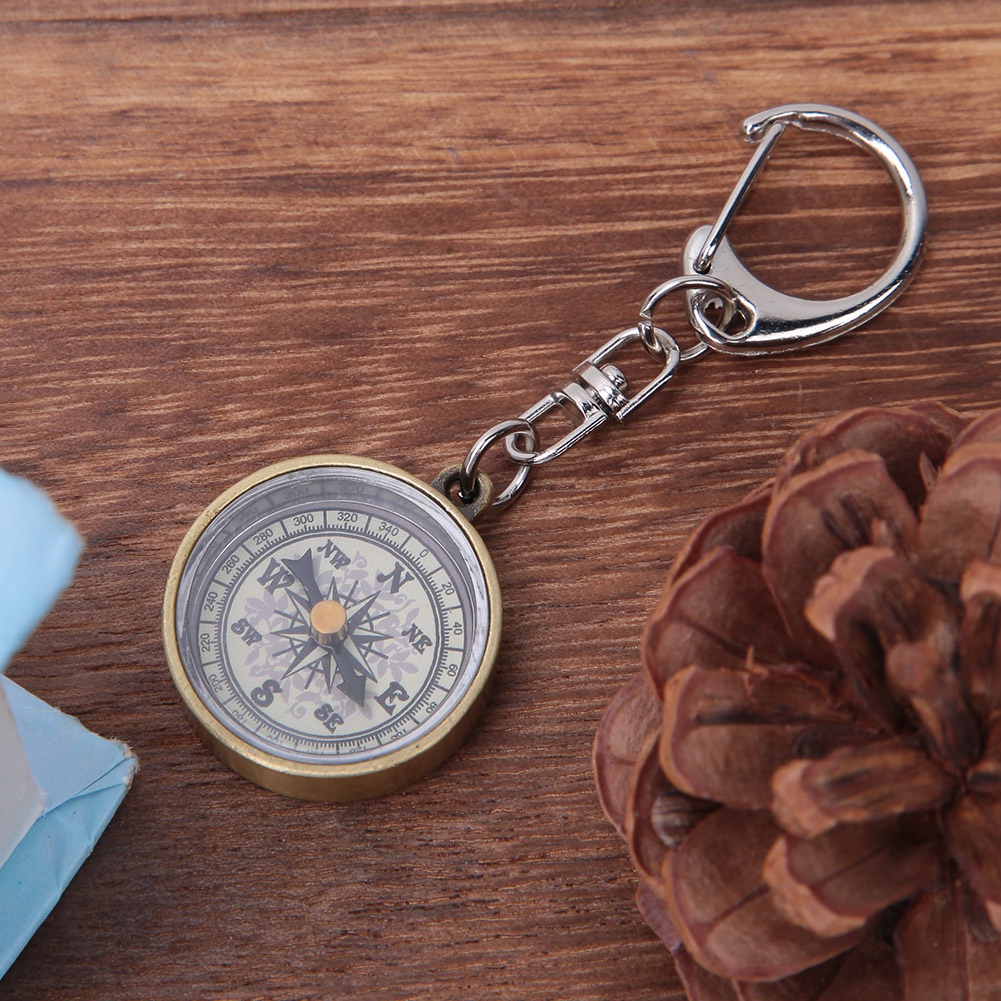 Description Picture 5 of item2PCS Mini Compass Vintage Portable Zinc Alloy Compact Pocket Compass Keychain for Outdoor Navigation Tools 3.5x3.5x1.5cm Camping