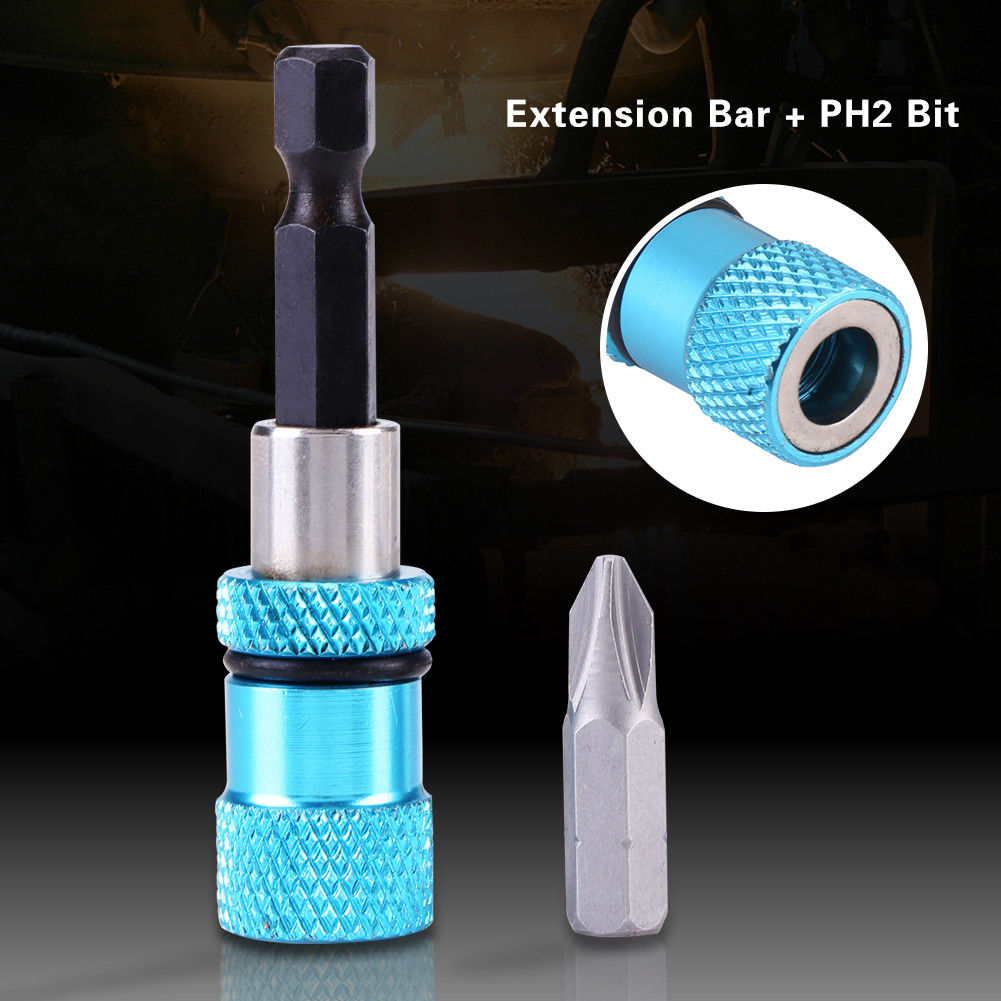 Porte-embout magnétique/barre d'extension 1/4inch 60mm à queue hexagonale pour tige de support(Bleu)