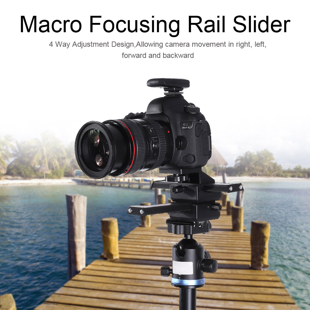 Curseur de caméra Curseur de rail de mise au point macro à 4 voies avec vis de montage 1/4