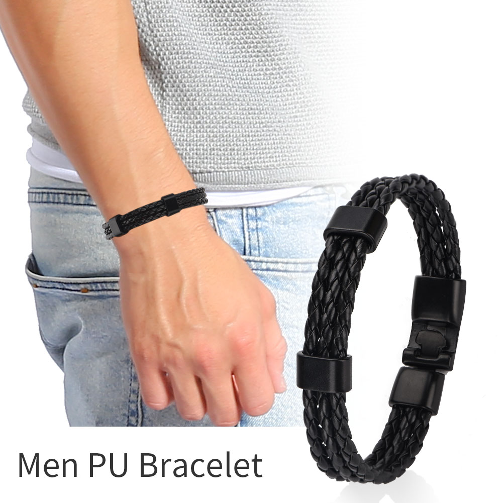 COC7596637910926Hommes Mâle Bracelet PU Alliage Boucle Tricot Tricoté