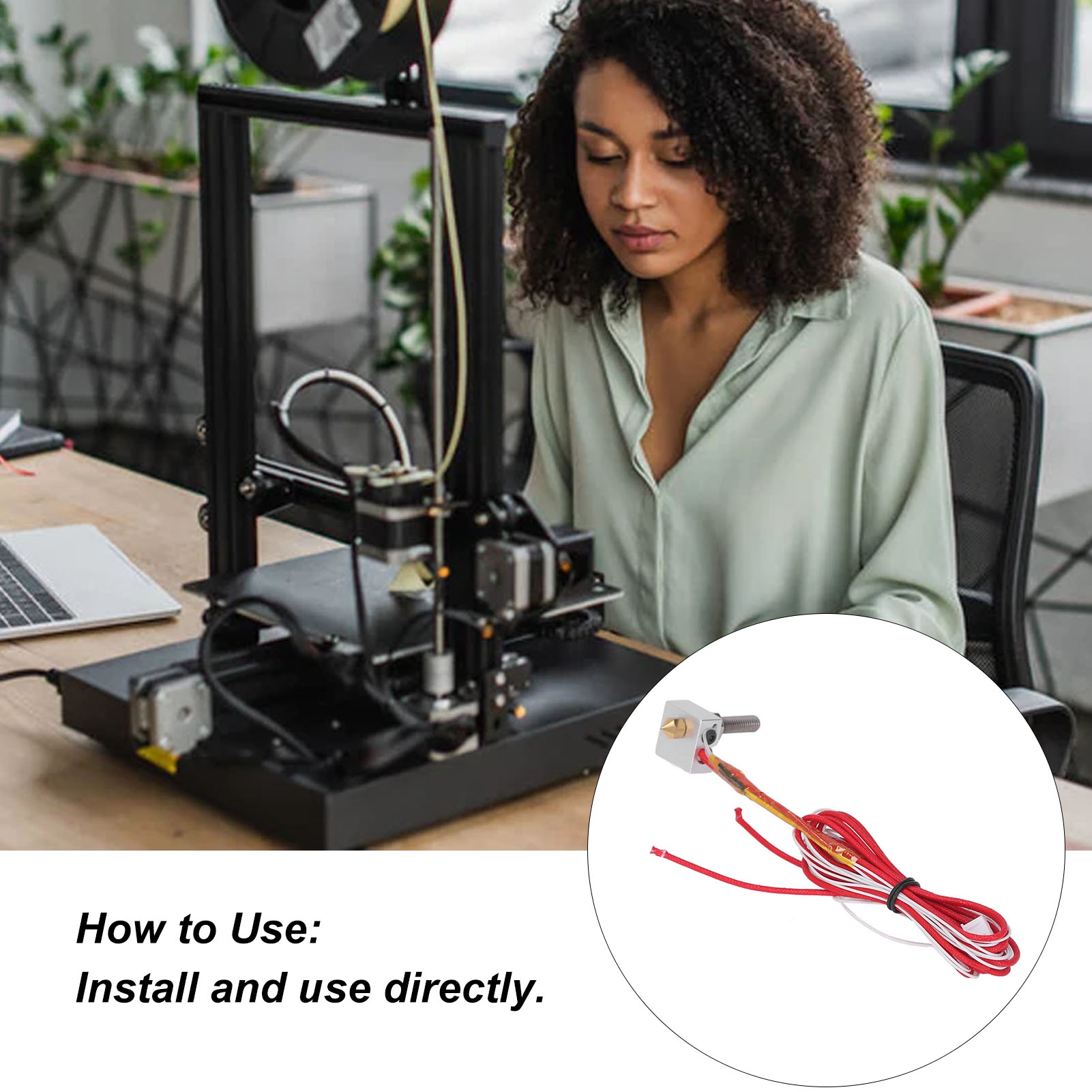 Kit Extrudeuse + Hot-end Pour Imprimante 3D Anet A2/A8 - Buse Chauffante, Tube Laiton, Bloc Aluminium