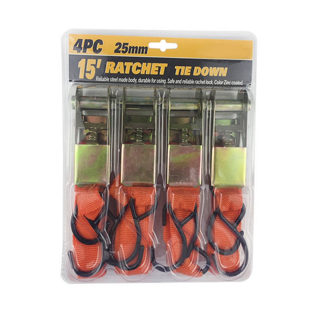 [跃星辉]4PCS 15英尺 25mm 棘轮拉紧器绑带 货物捆绑器
