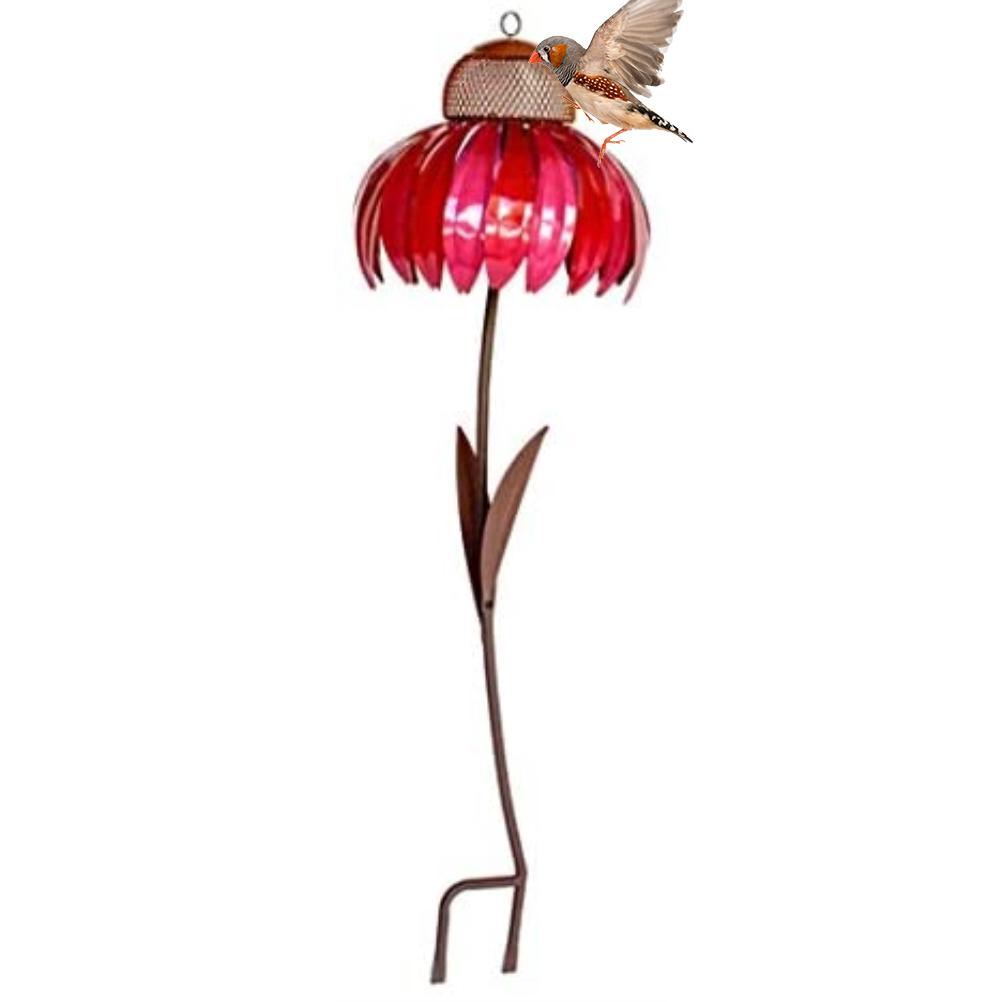[跃星辉](已处理知产)Sensation Pink Coneflower Bird Feeder花朵喂鸟器园林 红色