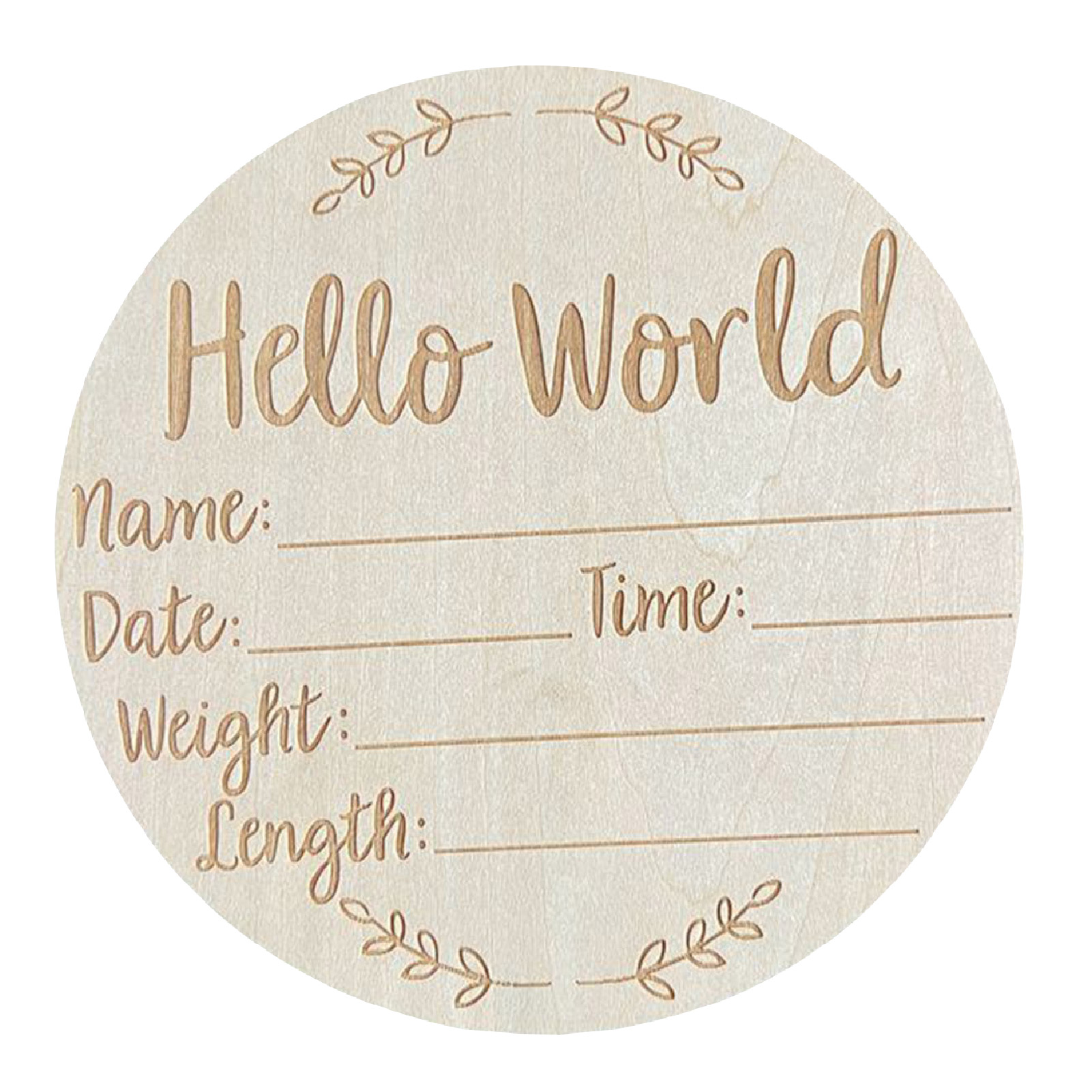 15CM hello world婴儿出生公告新生儿沐浴礼物木制里宝宝拍照程碑道具L8