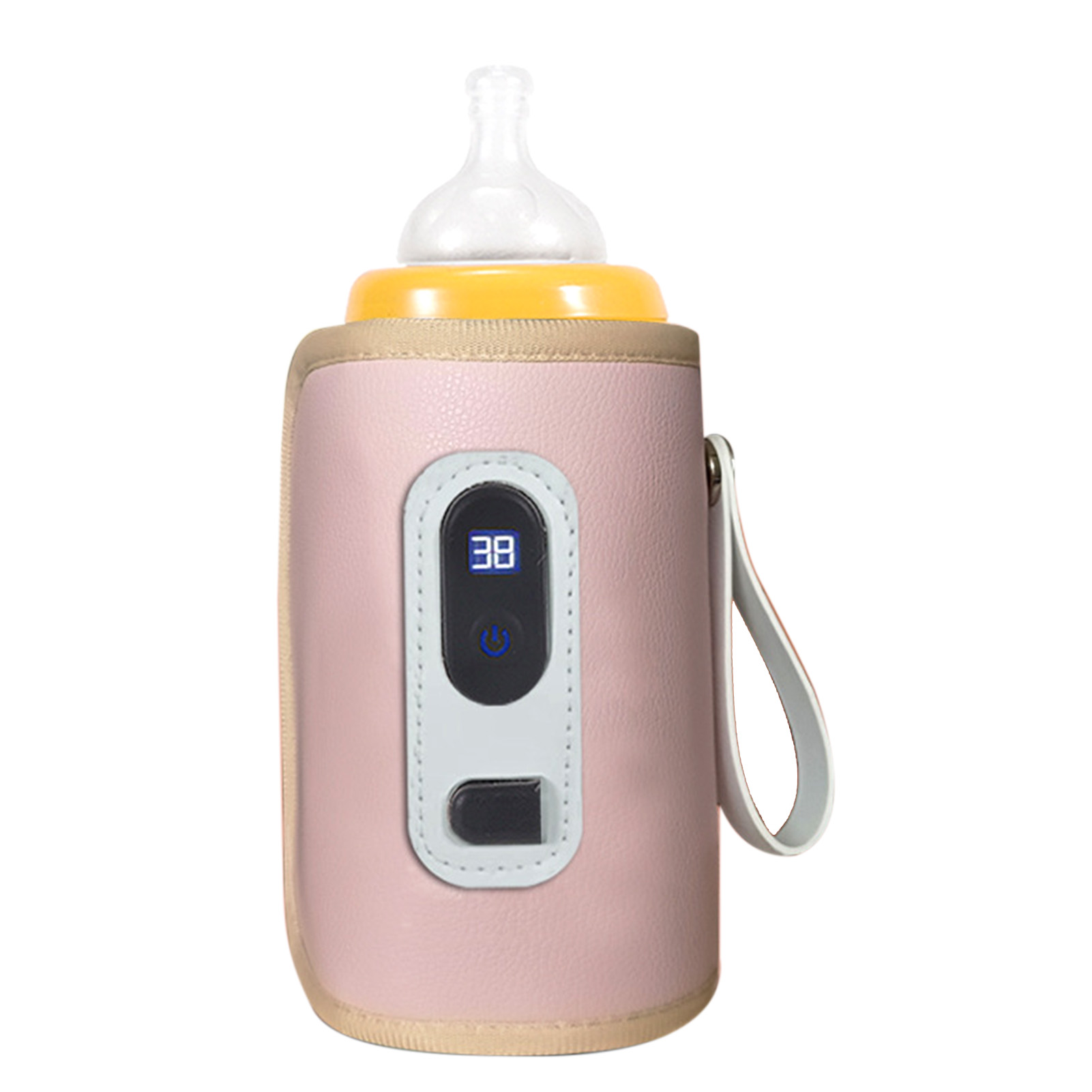 数显暖奶器 家用加热奶器 恒温户外便携式温奶器 婴儿通用奶瓶保温套（墨西哥专卖）（无样品走流程）清爽皮粉/五档温控+数据线（精美彩盒）