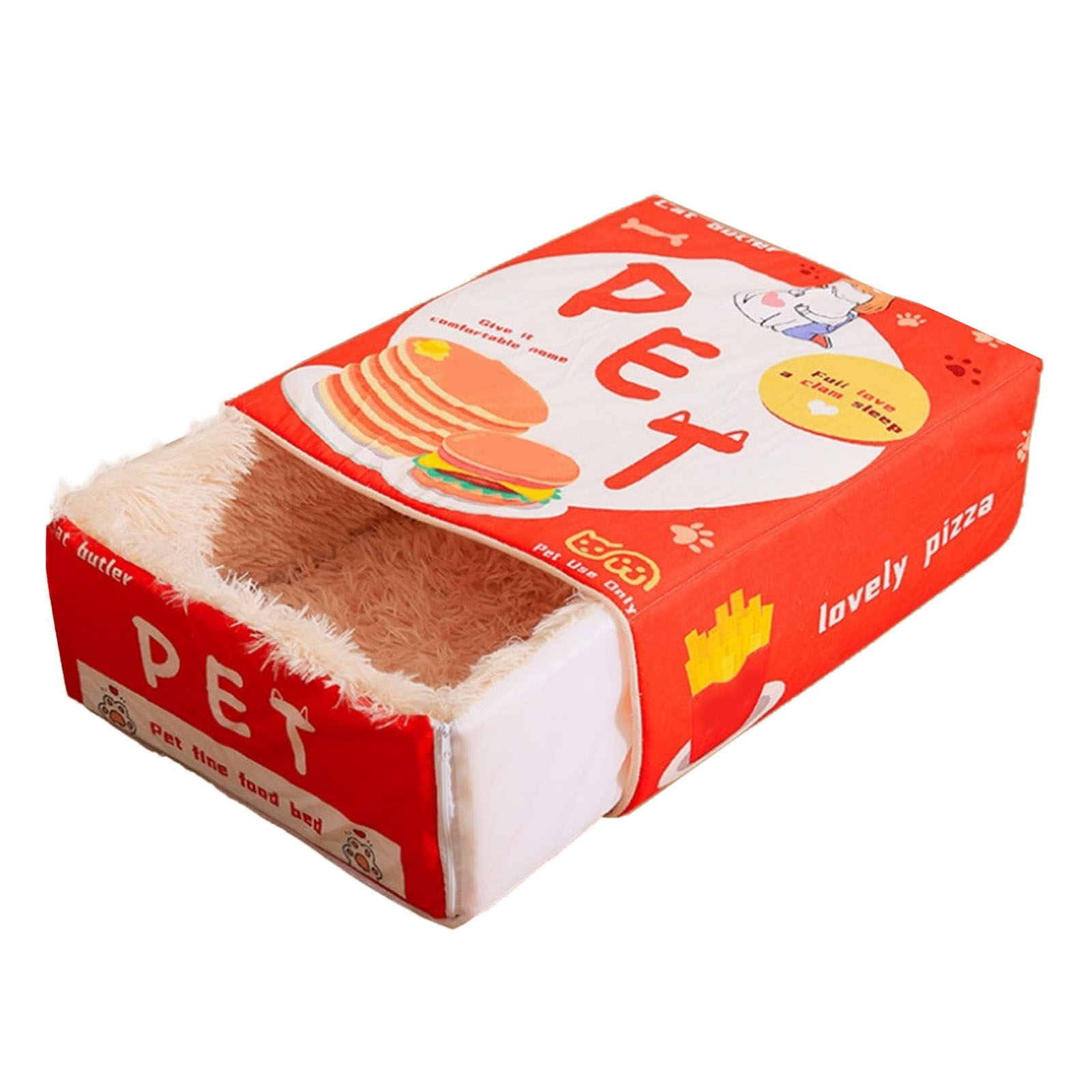 （TEMU专卖/合伙人项目二）卡通零食盒猫窝床长方形全封闭式安全感饼干盒四季通用宠物窝 蓝色