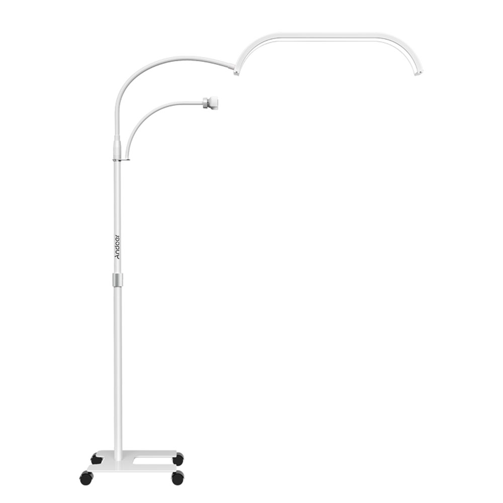 [通拓商品]Andoer HD-63X 36WLED落地补光灯 3200K-5600K 亮度可调 带1.8米滑轮金属灯架 手机夹 遥控器（不带电池）白色 欧规 240V