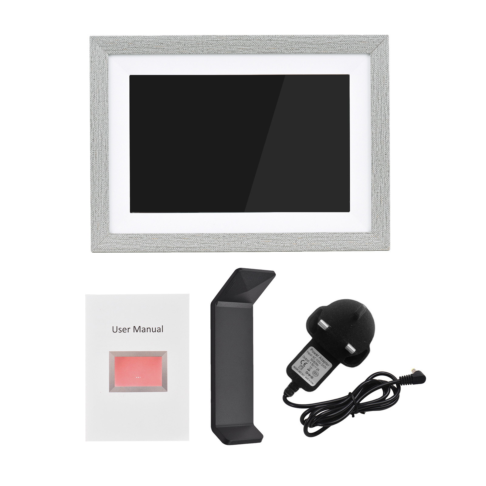 [通拓商品]Andoer 10.1英寸WiFi数码相框 TFT高清触摸屏 自动旋转 自带16G内存 通过APP可共享照片 节假日礼物礼品 白色 110V-240V 欧规