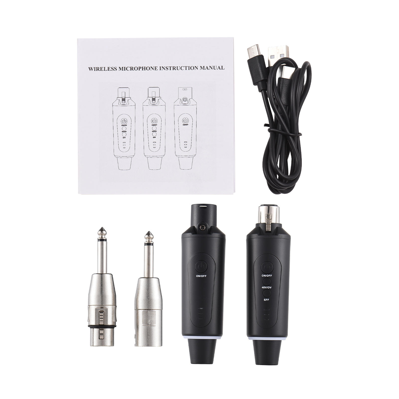 [通拓商品]麦克风有线转无线 U段 48V 无线传输系统发射器接收器 内置充电锂电池 一拖一