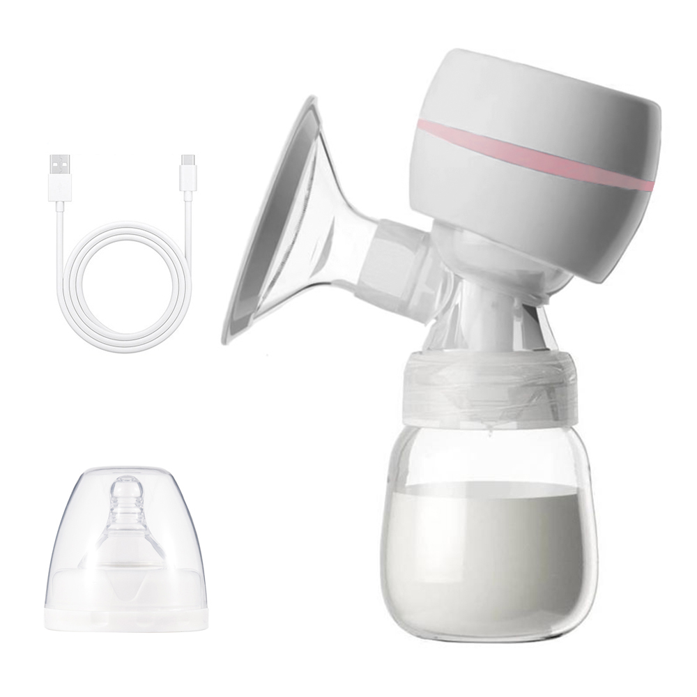 [通拓商品]MZ-003 一体式电动吸奶器 无痛静音吸乳 带LED显示屏 3种模式 9档吸力（内置锂电池）配22mm硅胶乳罩 180ml宽口奶瓶 粉色【英文版】