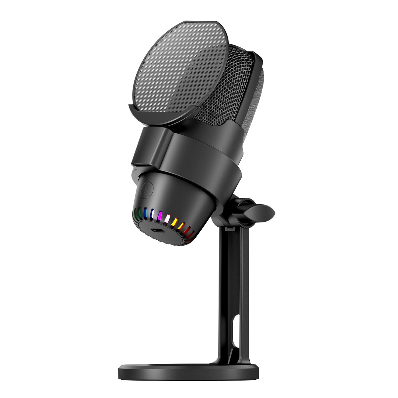 [通拓商品]M9-粉色 RGB USB麦克风 电脑桌面录音电容话筒 降噪/防喷/一键静音/即插即用 适用于视频会议/唱歌/手机直播等