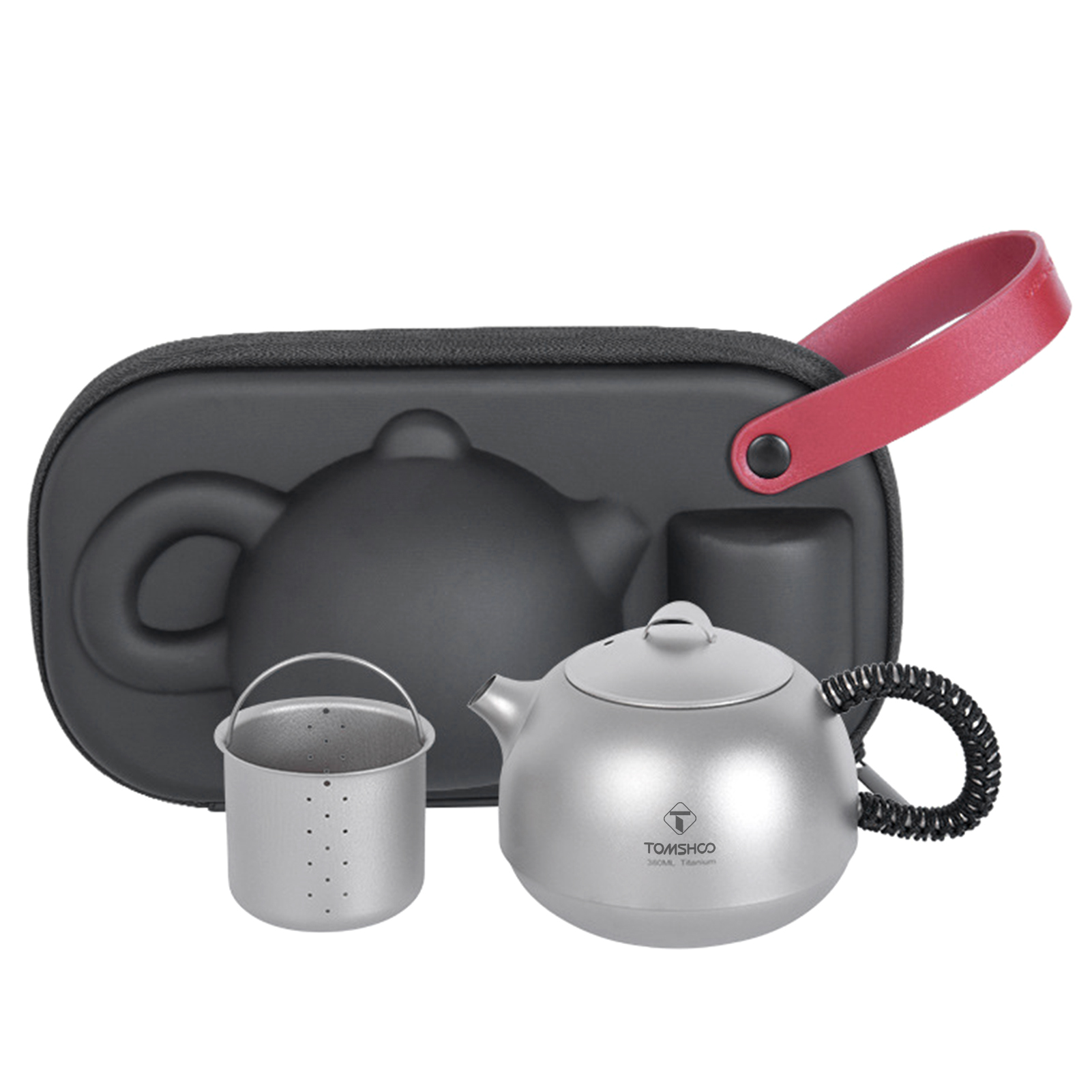 [通拓商品]（TOMSHOO 品牌）纯钛旅行茶具 户外煮茶壶   Ti3109D 380ml茶壶+3茶杯