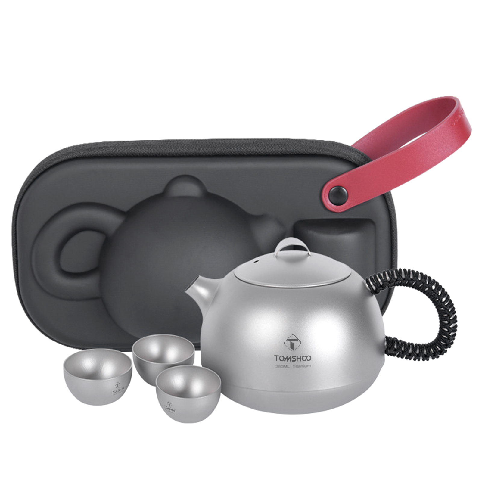 [通拓商品]（TOMSHOO 品牌）纯钛旅行茶具 户外煮茶壶   Ti3109D 380ml茶壶+3茶杯
