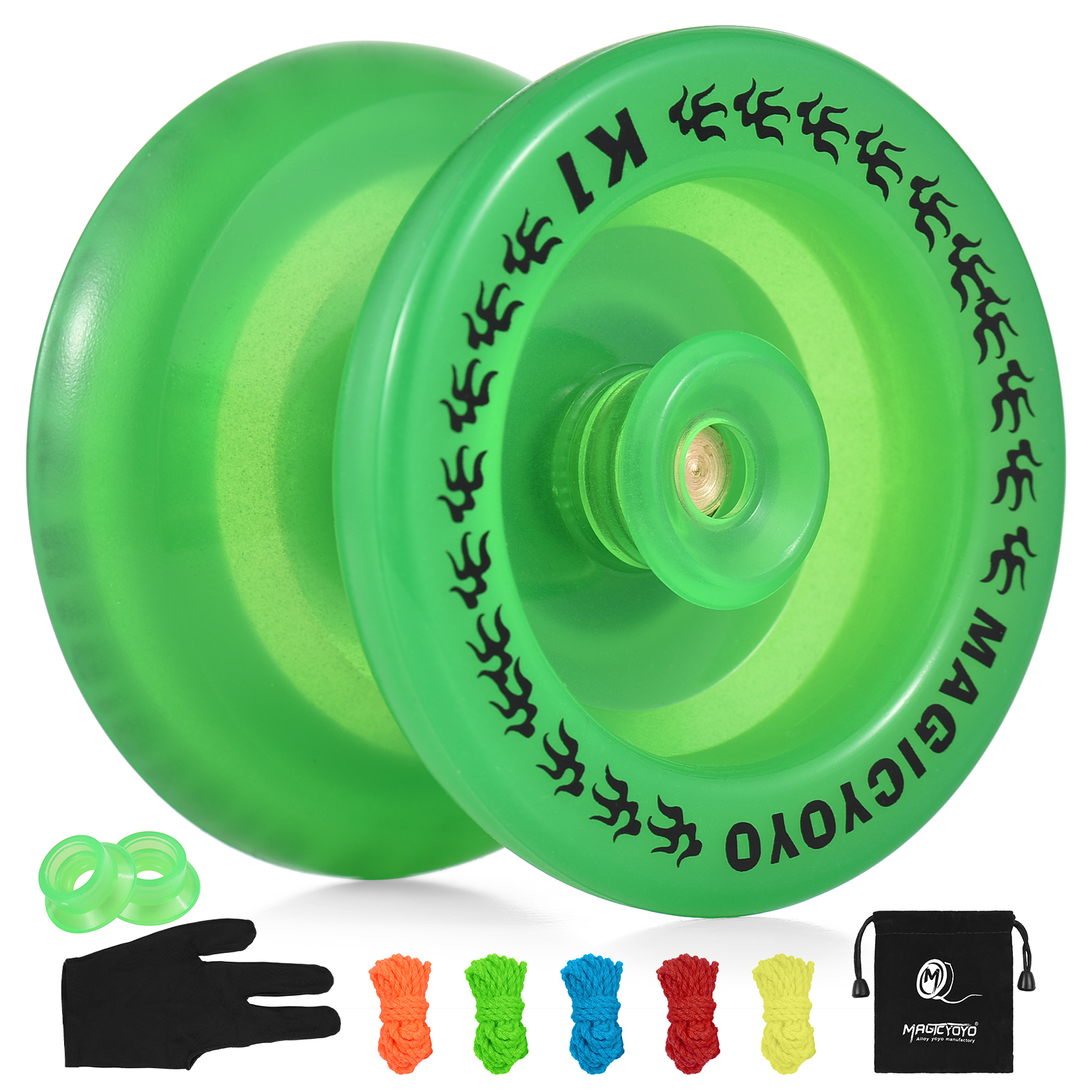 [通拓商品]MAGICYOYO 无响应K1塑料YOYO球（5绳+手套+绒布袋）绿色【夜光】