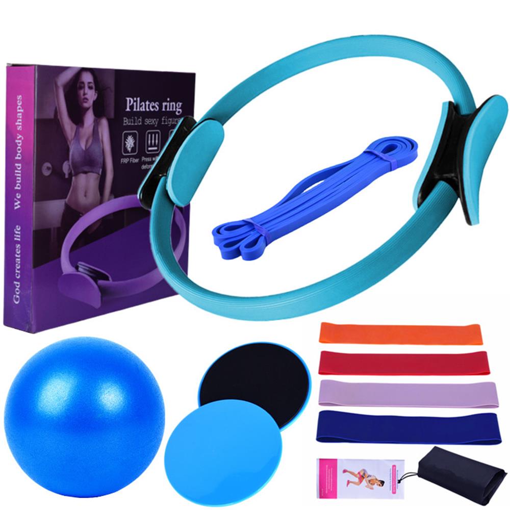 [通拓商品]瑜伽普拉提圈瑜伽球乳胶2080阻力带乳胶弹力圈滑行盘盒装 蓝色