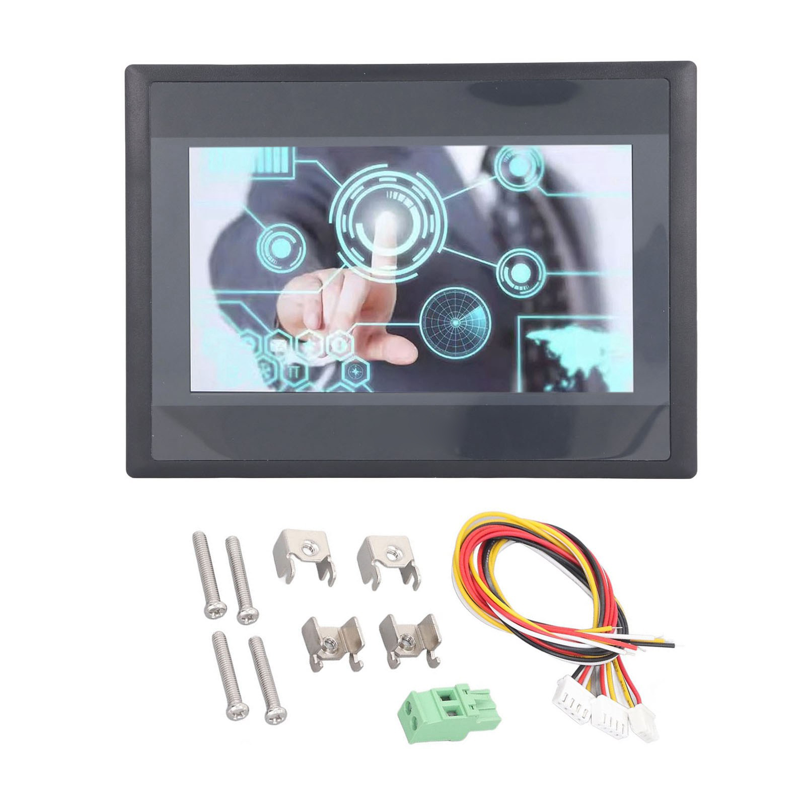 （WS7020R）7英寸HMI plc触摸屏一体机DC24V/5A 继电器输出 开关量点数12入8出 兼容FX3U-20/40/48MRT