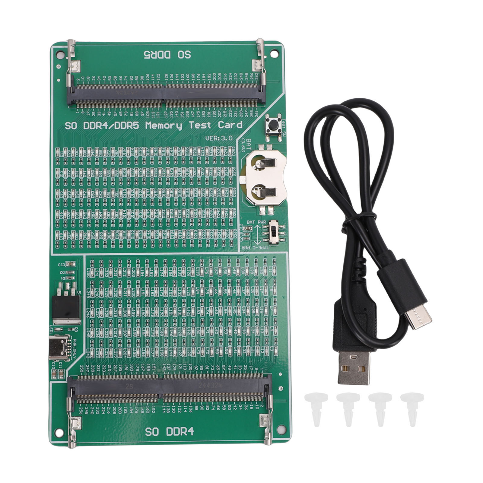 新款DDR4/DDR5二合一内存条测试仪工具 带灯测试仪线路测试工具（不带电池发货）
