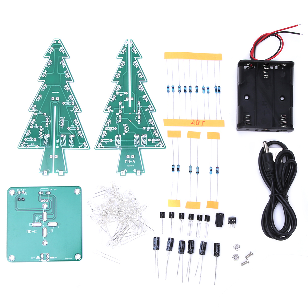 PCB板DIY 七彩闪光灯电子练习手工制作套件 圣诞节礼物饰品（不带电池发货）三色DIY套装