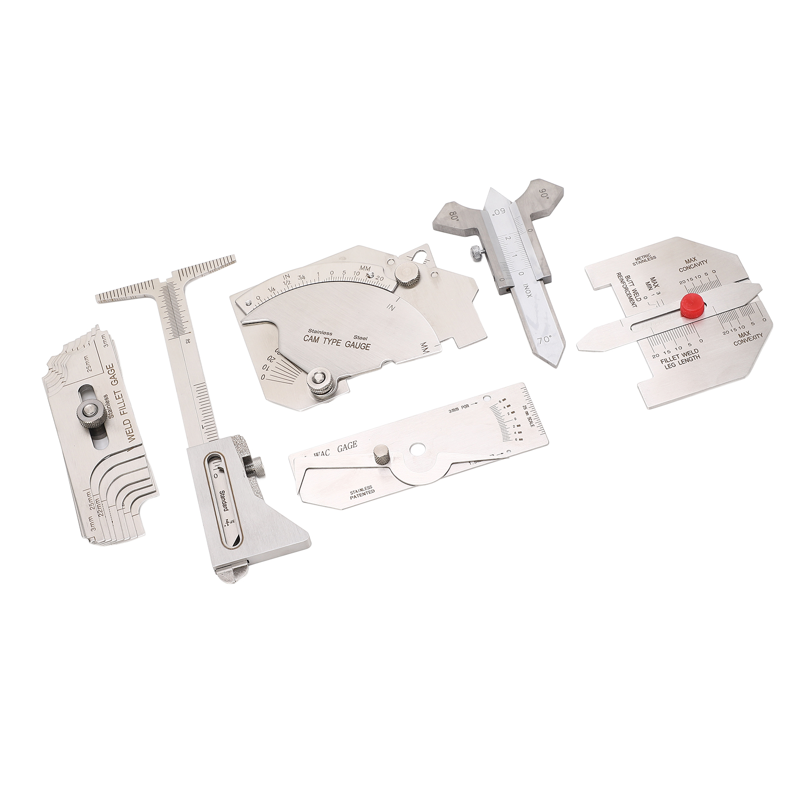 6Pcs/set Weld Gauge Set Fillet Include Hi Lo Gauge Porosity Undercuts Checking Gauge Angle Welding Equipment Measuring Tool