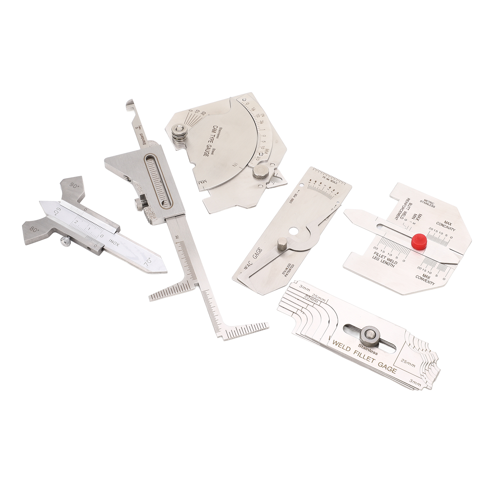 6Pcs/set Weld Gauge Set Fillet Include Hi Lo Gauge Porosity Undercuts Checking Gauge Angle Welding Equipment Measuring Tool