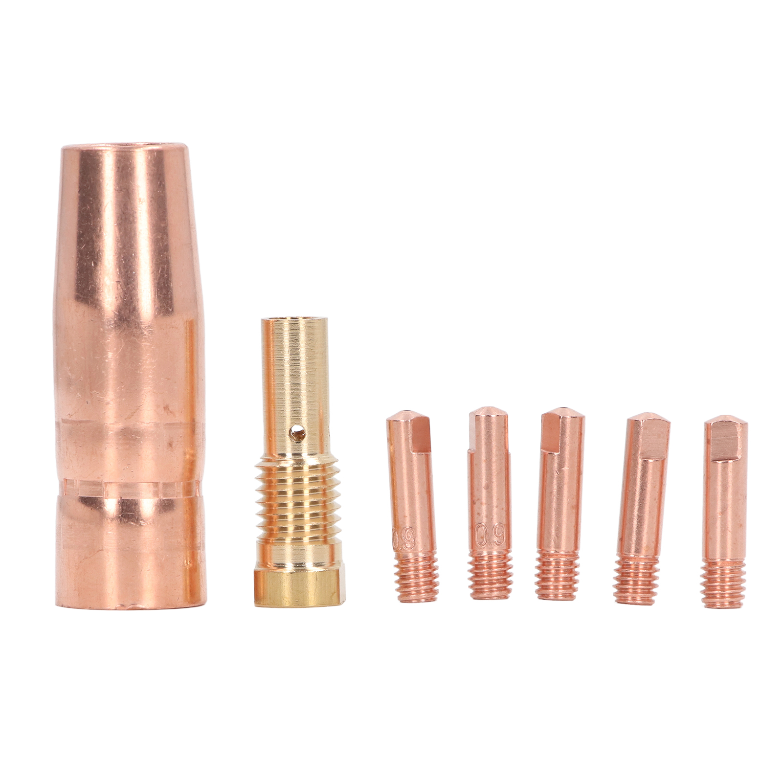 0.9mm全铜保护嘴套装 Mig焊枪配件 带0.9mm（0.035英寸）喷嘴头 与Century FC90/80GL| Forney Easy Weld | Titanium Easy Flux | Lincoln | Craftsman | Chicago Electric兼容  （芝加哥电气170型）