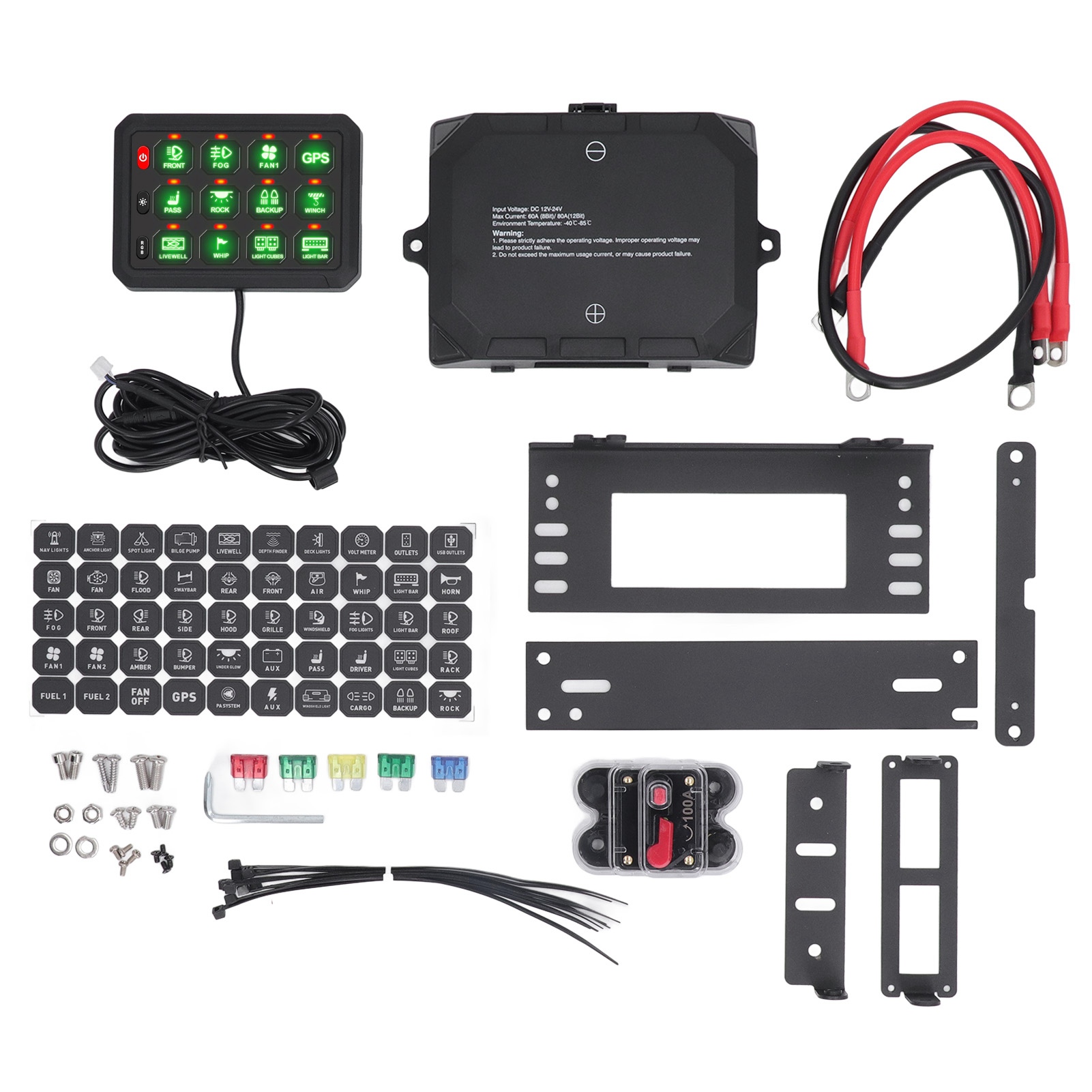 蓝牙款RGB 12位开关面板DC12-24V 带3个硅胶按钮 5个亮度级别多功能拨动开关按钮辅助电路控制盒电子继电器 切换瞬时脉冲开关面板