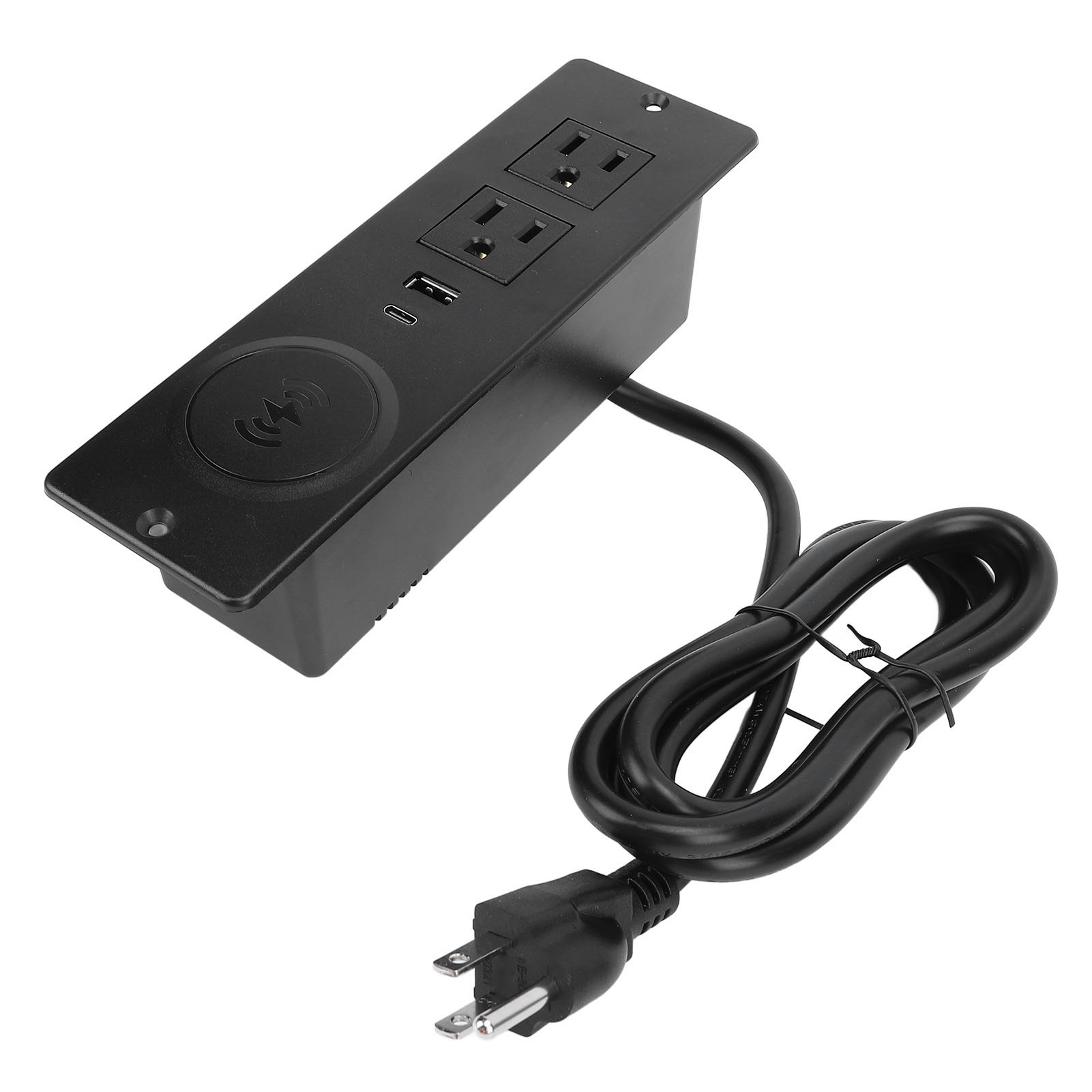 （上传UL，ETL，证书）嵌入式桌面插座 带15W无线充  PD20W快速充电 125V 家具嵌入式电源板 带1.5米电源线 美规 白色