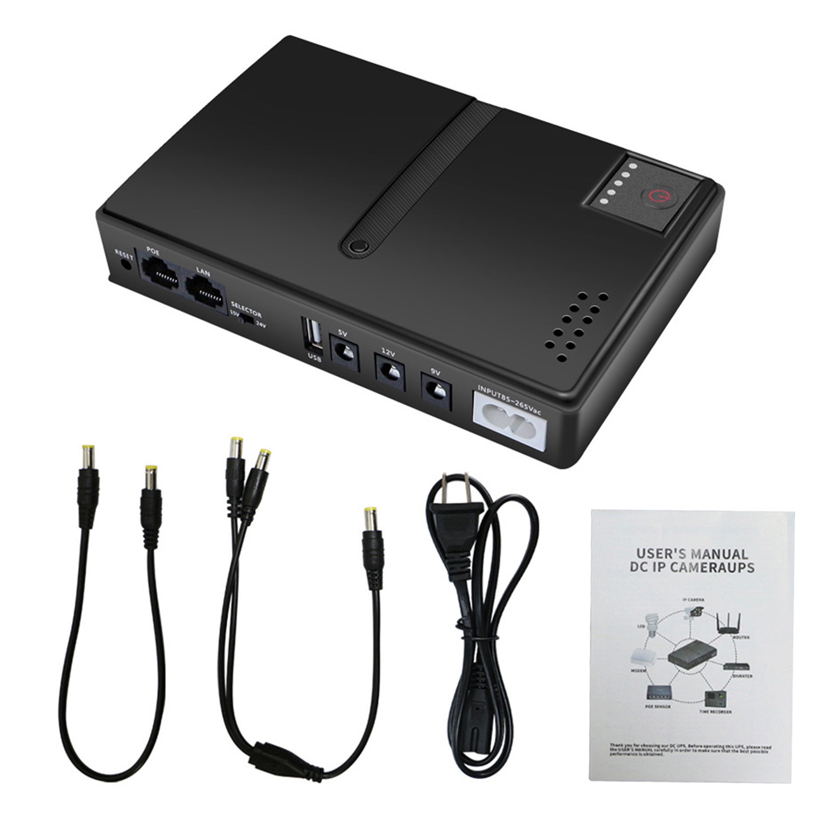 不间断电源 直流备用电源 摄像头路由器光猫内置适配器 18W POE15V/24V port 5V/9V/12V/USB（85-265V）（供应商型号：DC1018L）（不带电池发货） 欧规