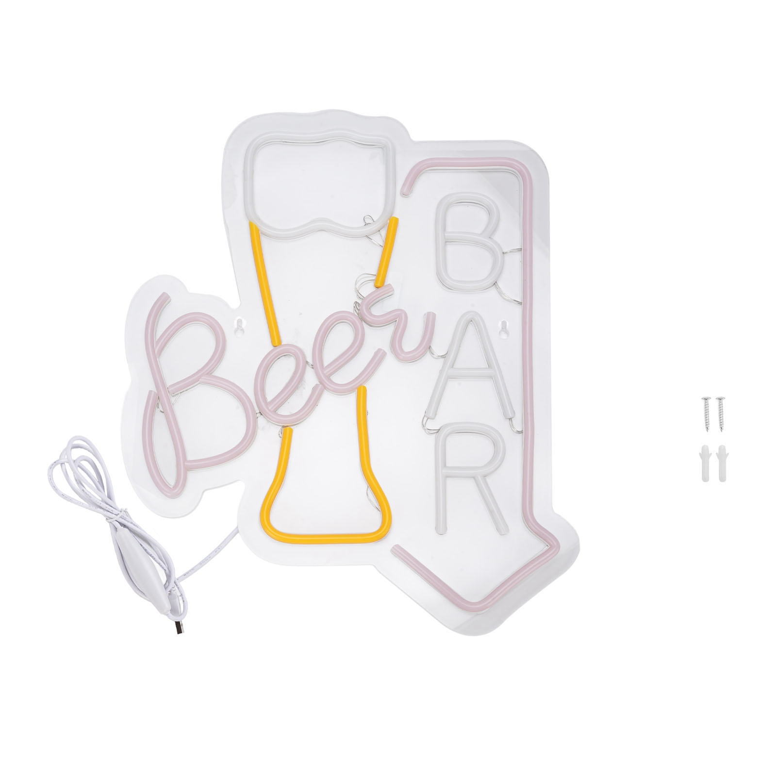 &ldquo;彩色啤酒&rdquo;LED背板霓虹灯 酒杯BAR字母造型灯 挂墙酒吧装饰 用于墙壁装饰的啤酒吧霓虹灯标志
