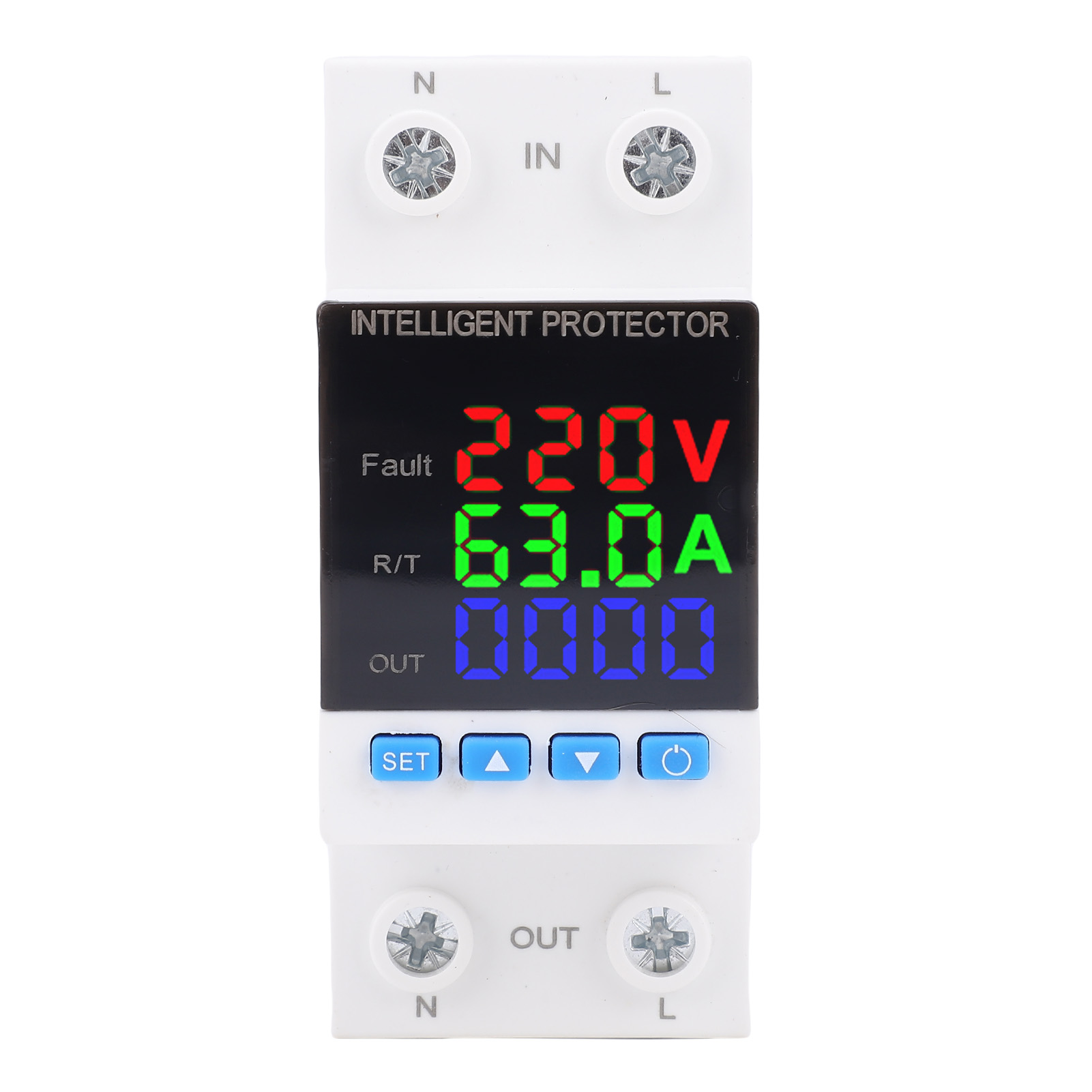 63A 80V-300VAC智能计量过欠压保护器 DIN导轨式电表 智能电能表 支持交流过载过压显示电度JMRD-KWHX