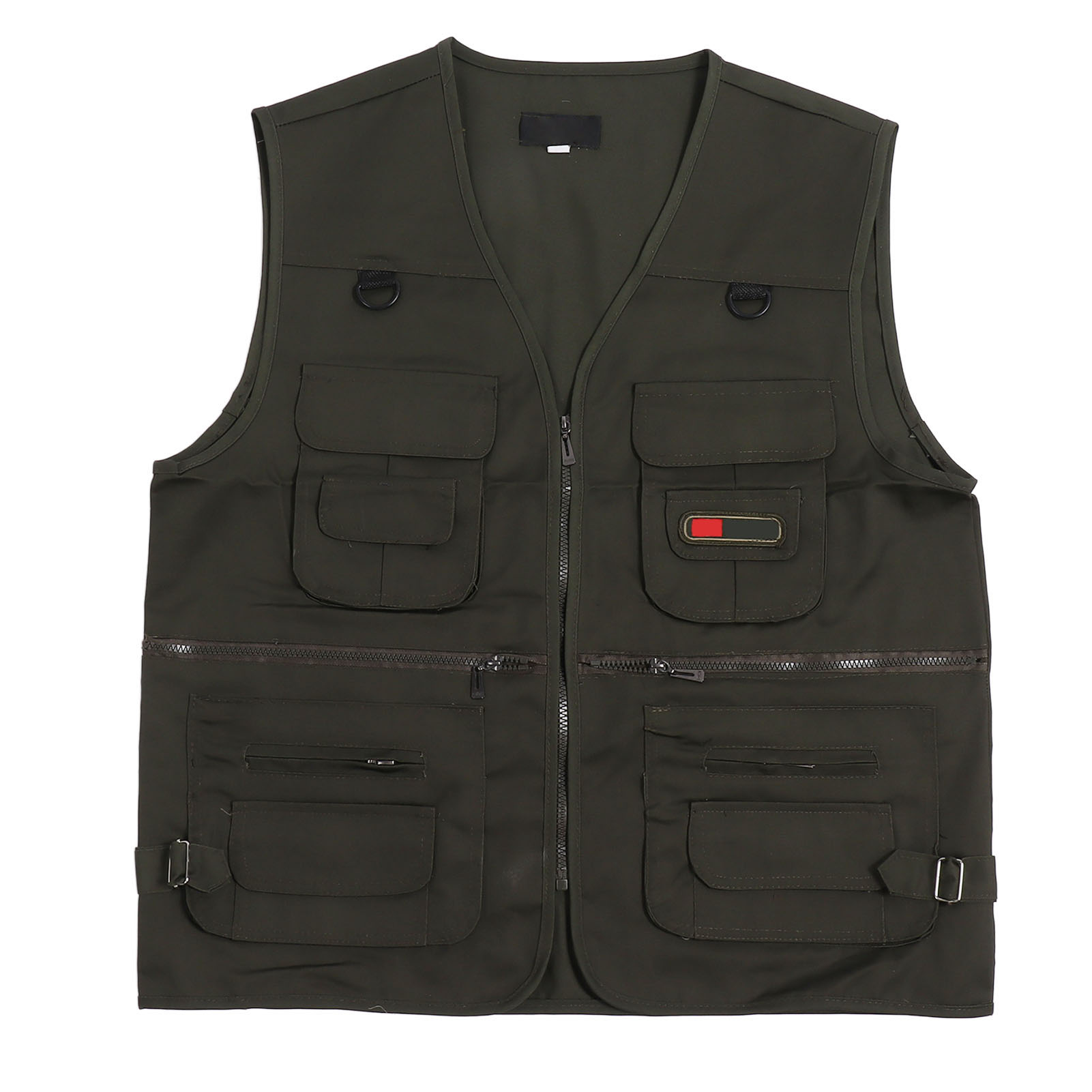 （智利专卖）马甲多口袋户外钓鱼马夹中钓鱼休闲登山坎肩军绿 3XL