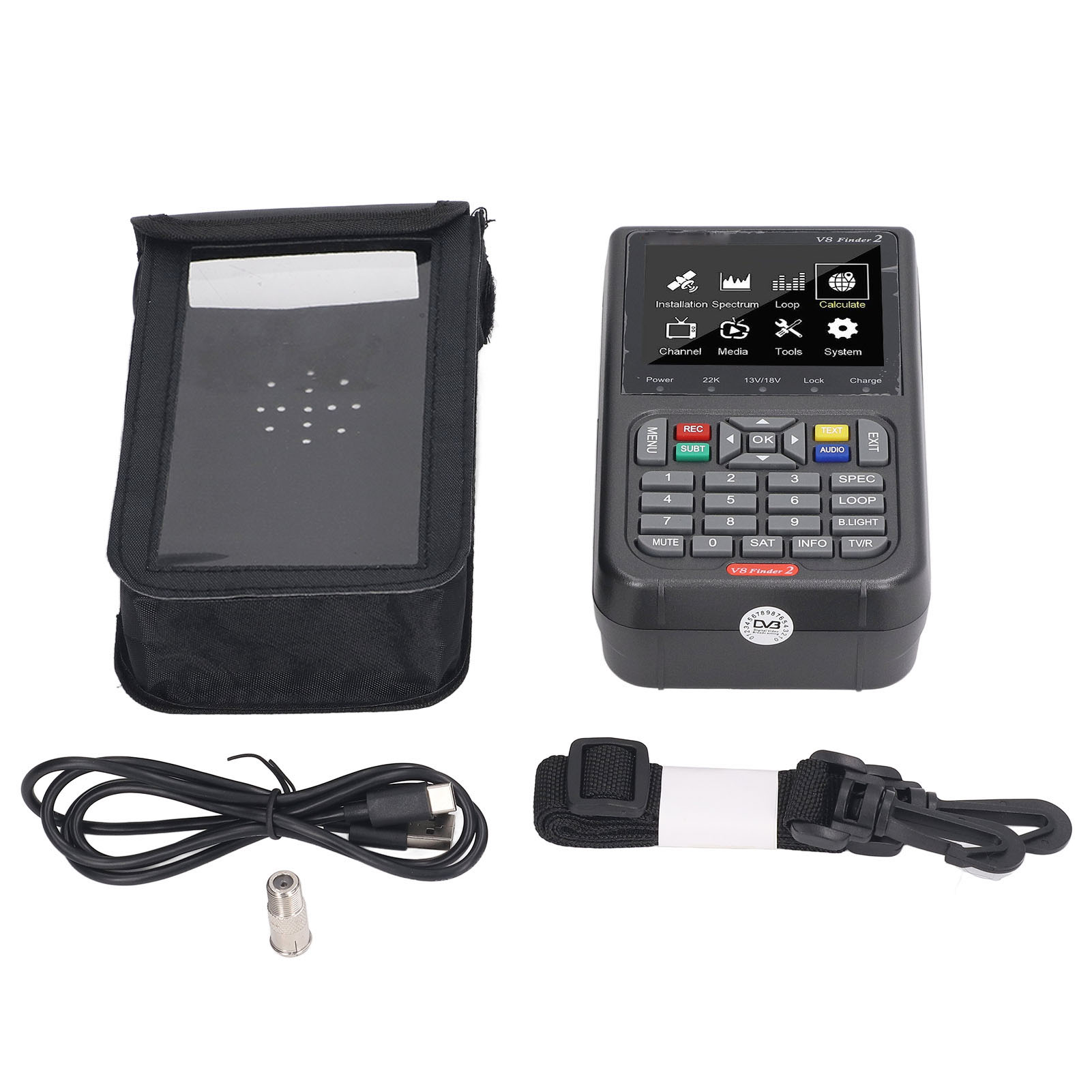 （有CE,ROHS）2023新品寻星仪 V8 Finder 2 查找数字FTA DVB-S2 / S2X信号测量仪表 LCD屏幕（带内置电池发货）