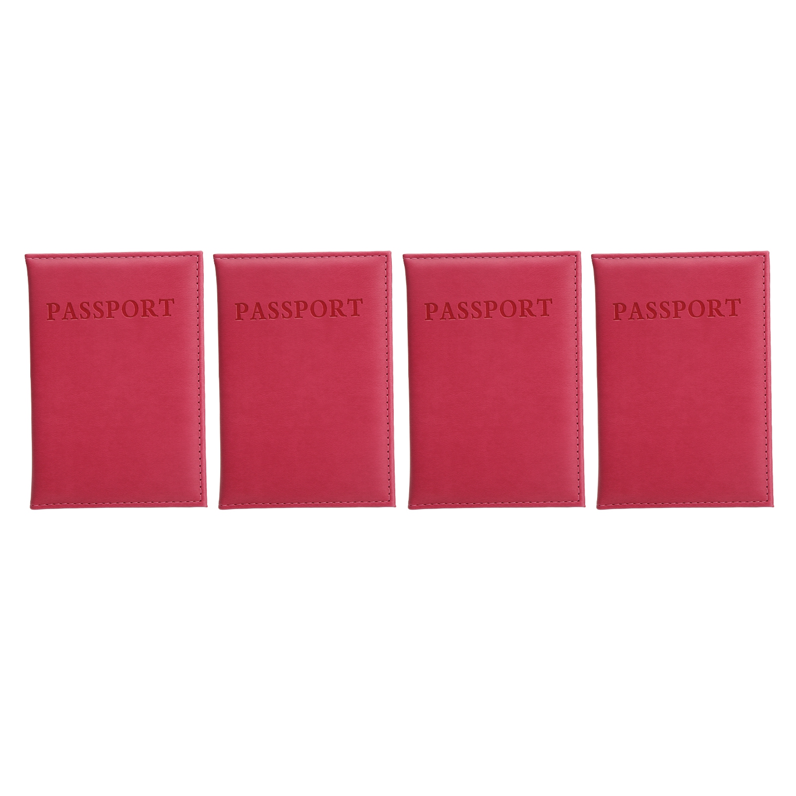 4pcs 护照套护照包英文PU皮革passport护照本护夹大红色