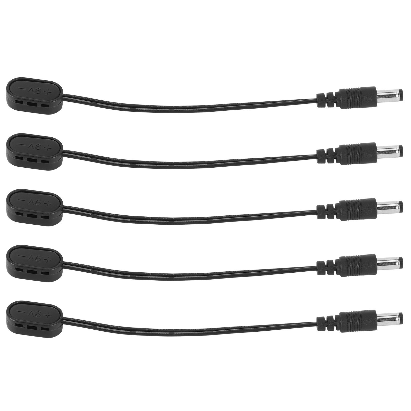 5pcs 9V电池夹连接器转换器外正内负电源电缆 用于吉他效果踏板（不带电池发货）（产品长度约17CM）