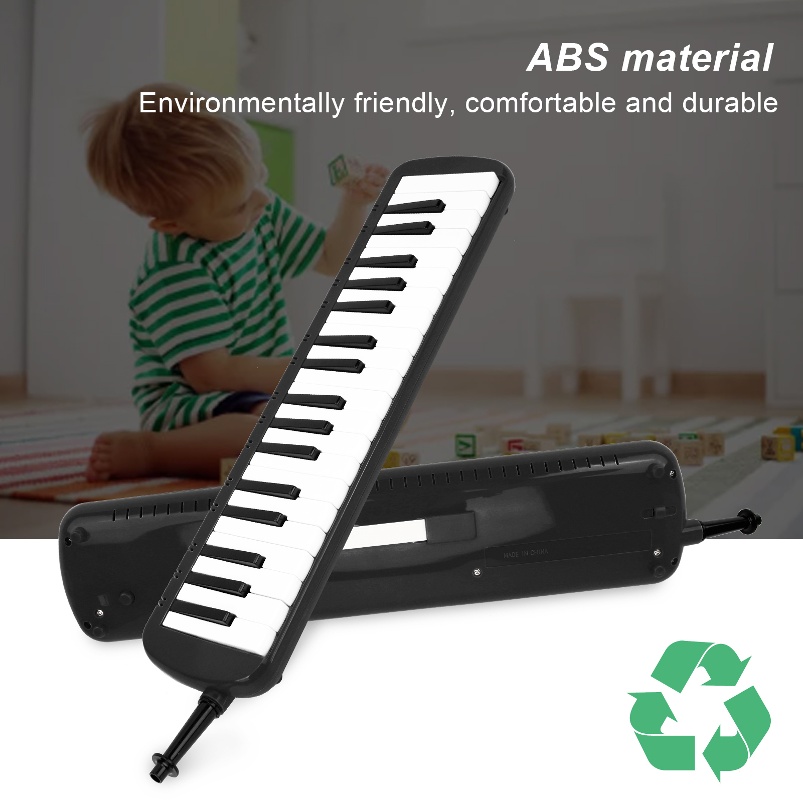Melodica 37 Touches Professionnel - Instrument à Vent Portable Avec Sarbacane Et Embout | Parfait Pour Débutants (Bleu) - 6