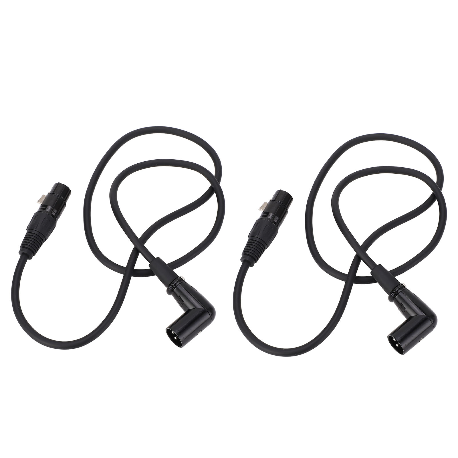 XK042L 2条一卖 XLR 麦克风延长线适配器 90 度 XLR 公头至直式 XLR 母头 3 针麦克风连接器 适用于扬声器 录音室 麦克风混音器 音频接口 放大器等 3M