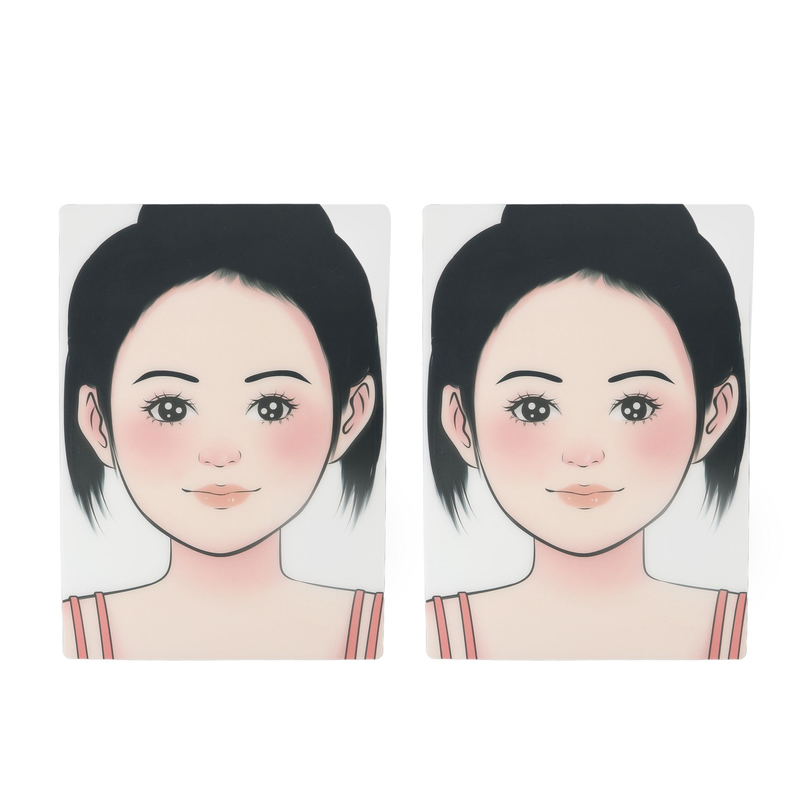 2张 新手训练化妆面部彩妆彩绘板 女孩人脸绘画板  可水洗可反复使用面部彩绘模板