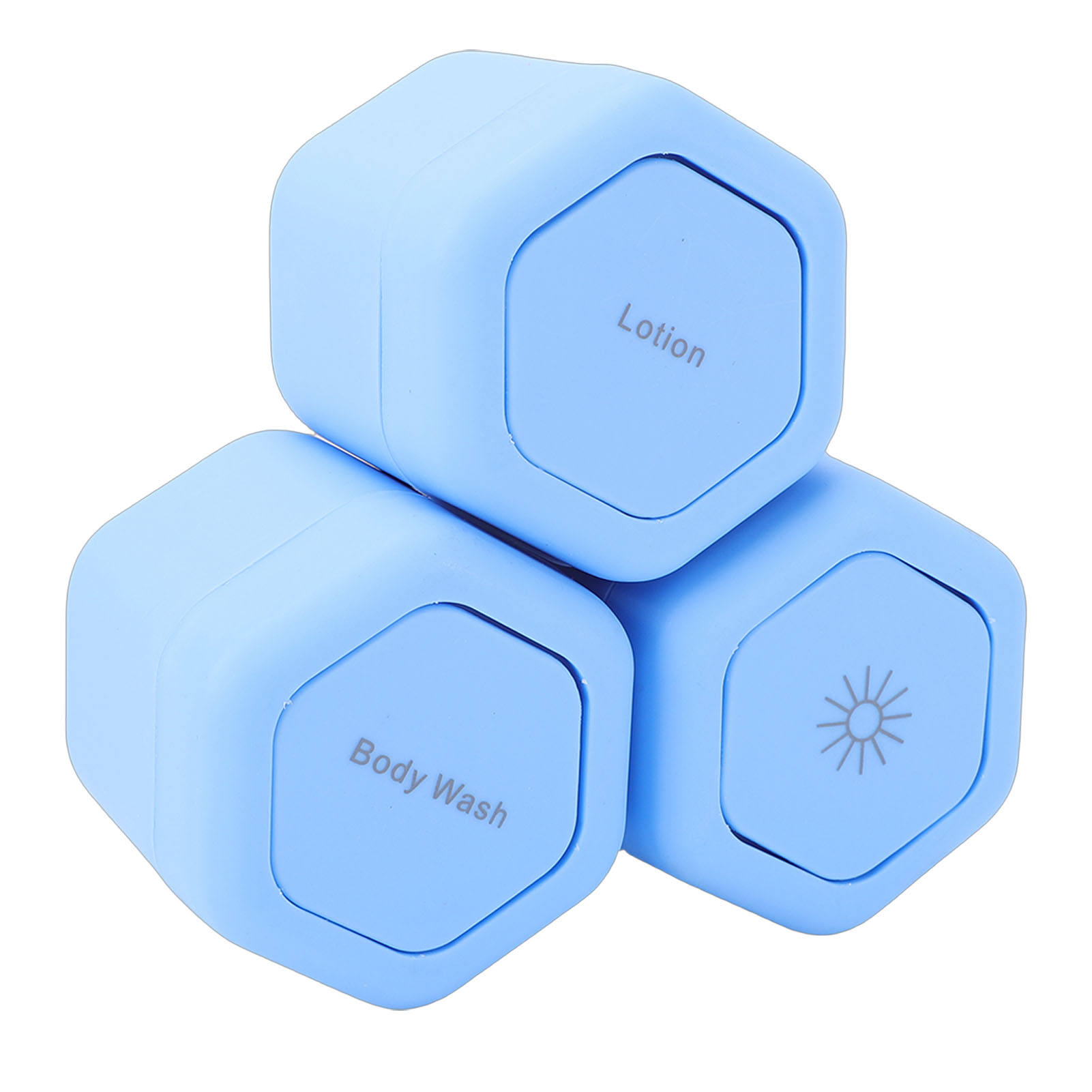 Magnetic Travel Capsules 【3件套】40ML大容量磁性六角分装罐 可拼接旅行护肤品收纳盒 旋盖防漏便携空罐 登机适用 蓝色