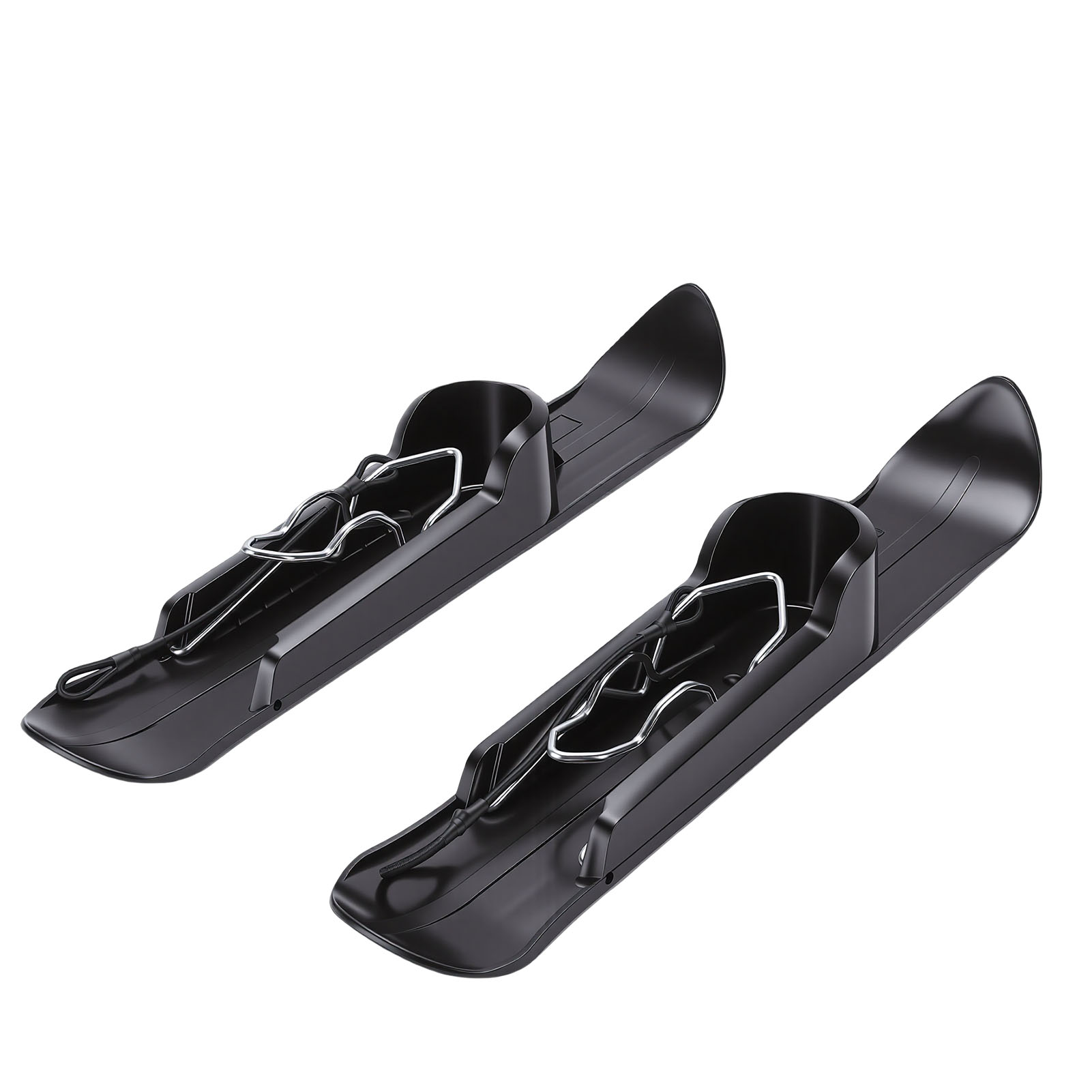 （亚马逊已审）婴儿车滑雪板 轮椅雪橇 儿童推车平衡车滑雪板 户外滑板车雪橇板 （黑色一对 棕盒单独包装）