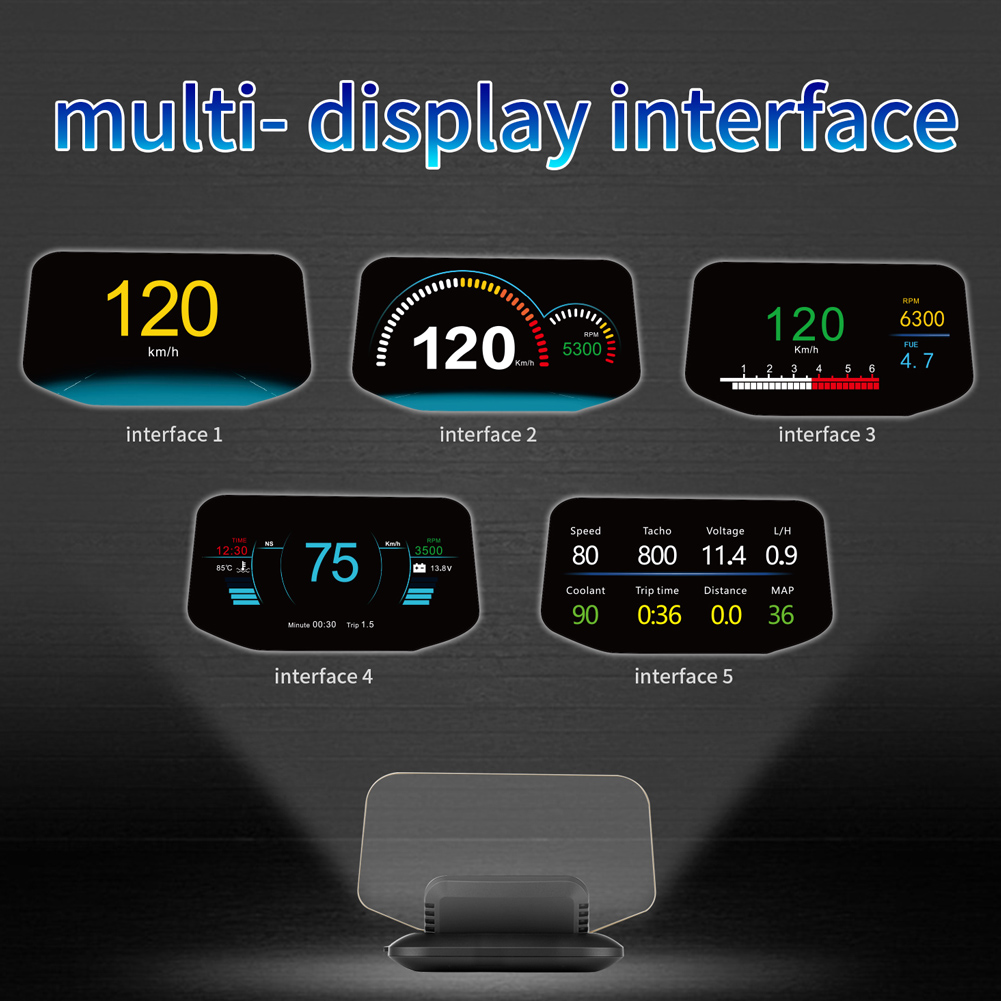 SALALIS Moniteur de Voiture LCD C1 OBD2 + GPS LED OBD HUD Tête Haute Affichage Indicateur de Vitesse Système de Diagnostic 