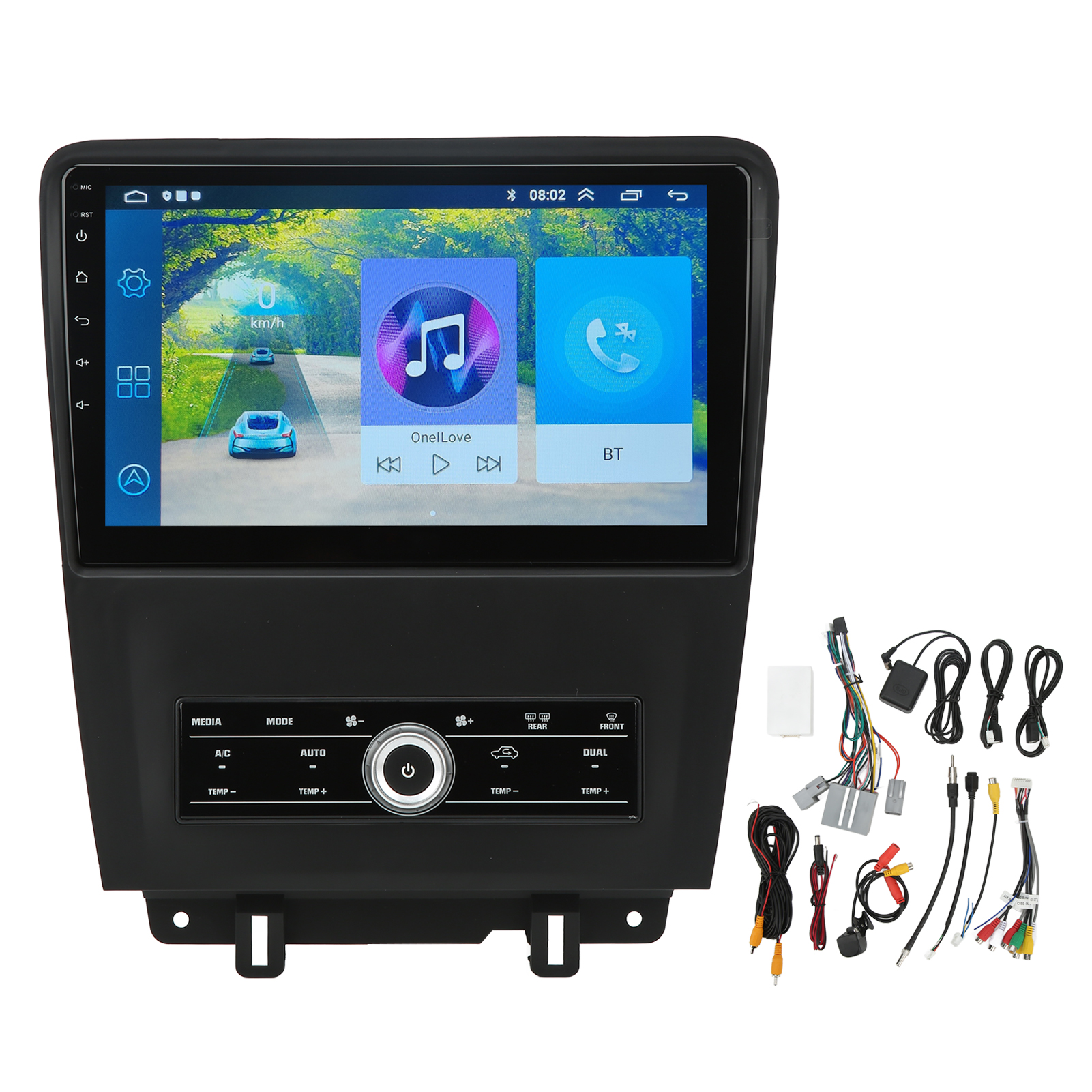 汽车改装 10英寸 GPS导航 高清触摸屏 内置无线Carplay 2G RAM+32G ROM 适用于Ford Mustang 2010-2014（超尺寸超重）（带AHD摄像头）背面外观随机